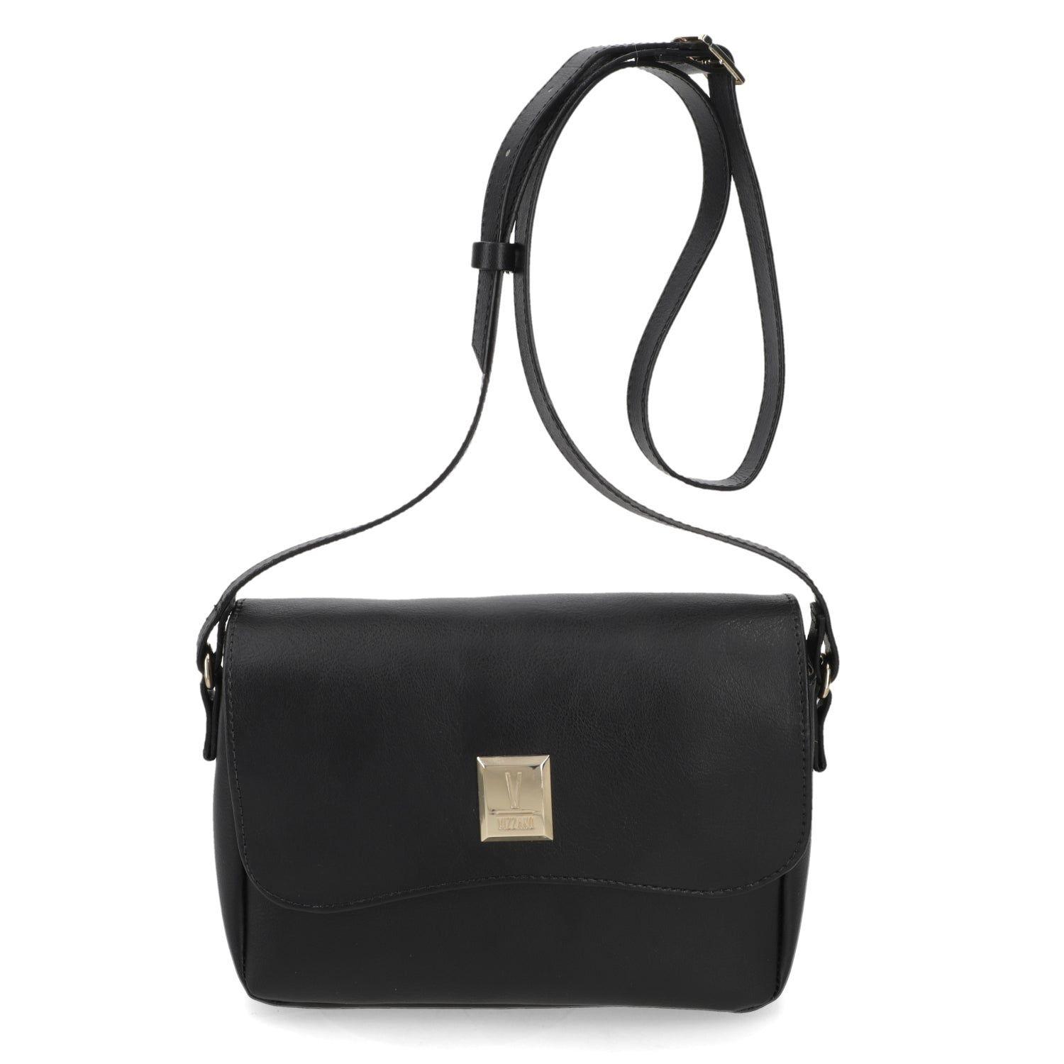 Cartera Bandolera Mujer Vizzano Negra con Detalle Metálico-0