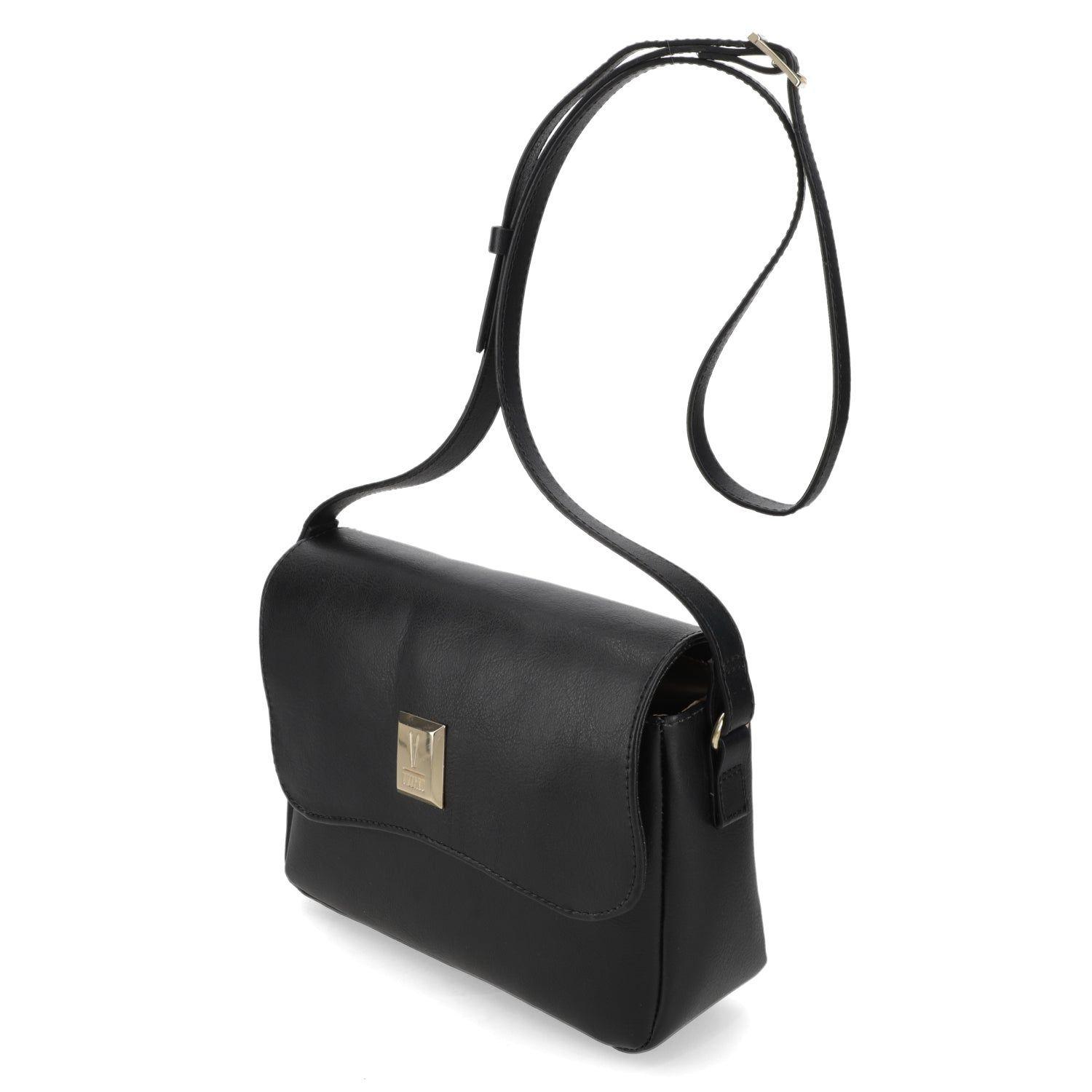 Cartera Bandolera Mujer Vizzano Negra con Detalle Metálico-1
