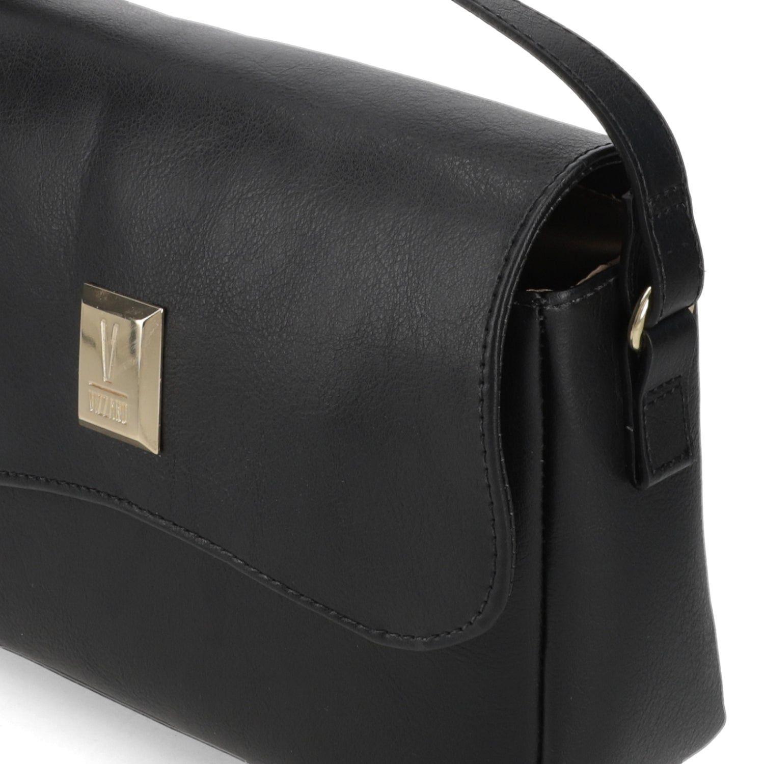Cartera Bandolera Mujer Vizzano Negra con Detalle Metálico-5