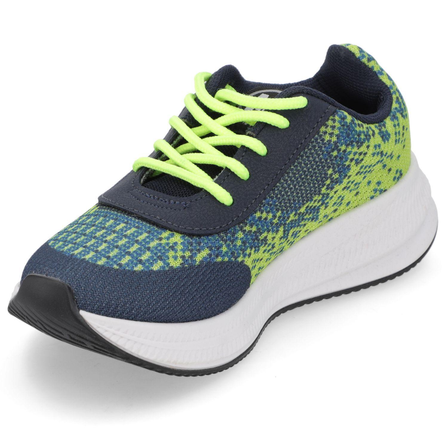 Zapatilla Niño Deportiva Azul y Verde Flúor-2