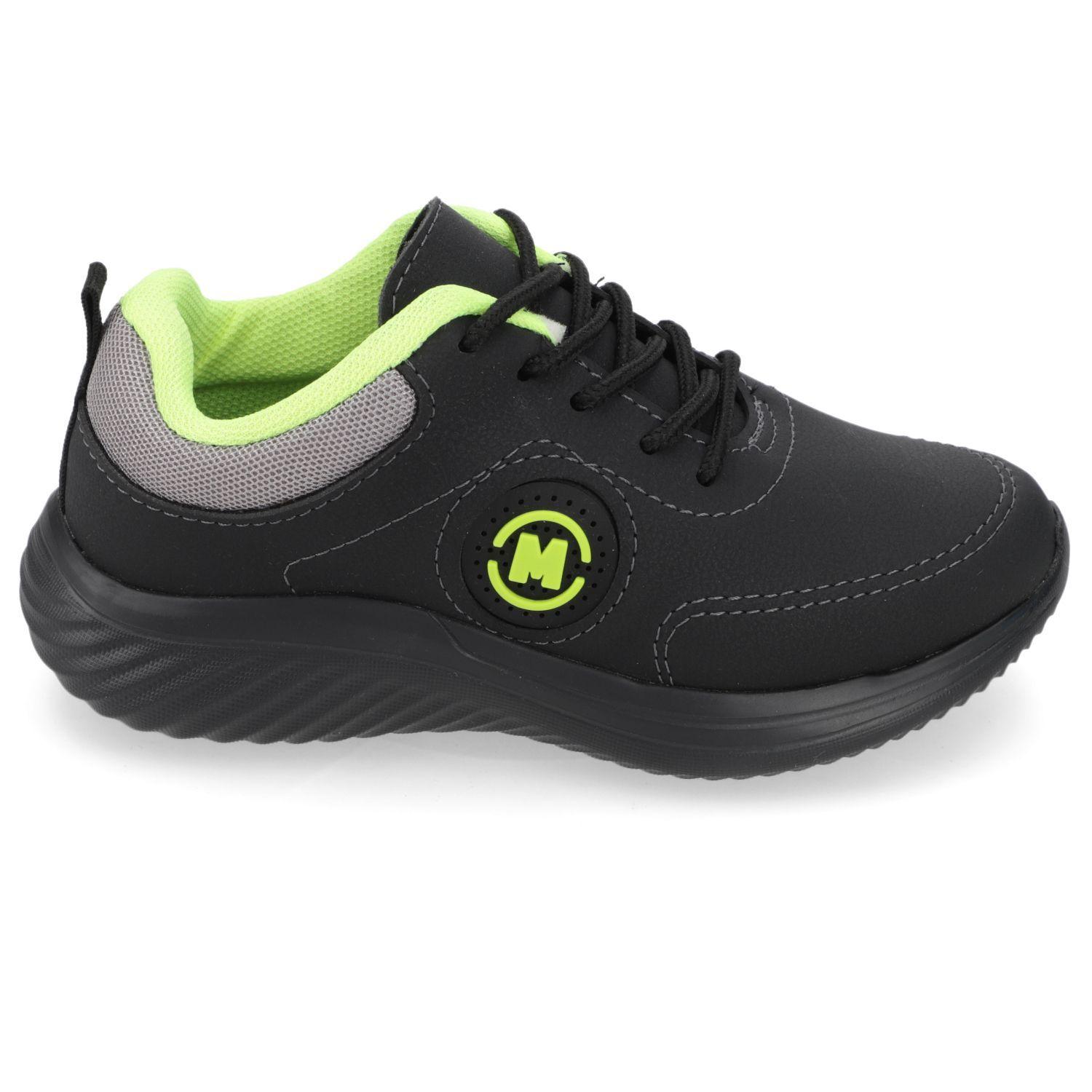 Zapatilla Deportiva Niño Negra con Detalles Verde Neón-2