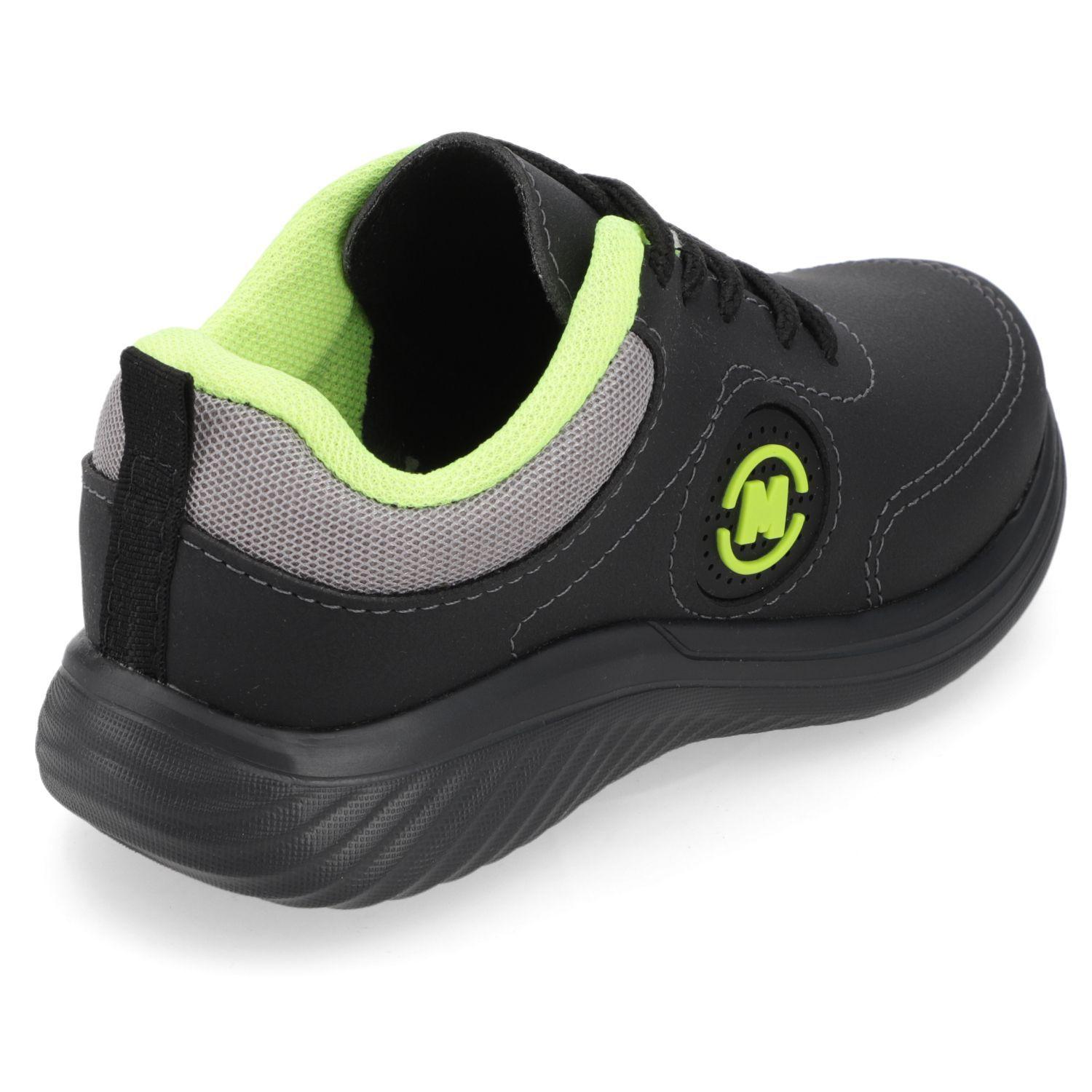 Zapatilla Deportiva Niño Negra con Detalles Verde Neón-3