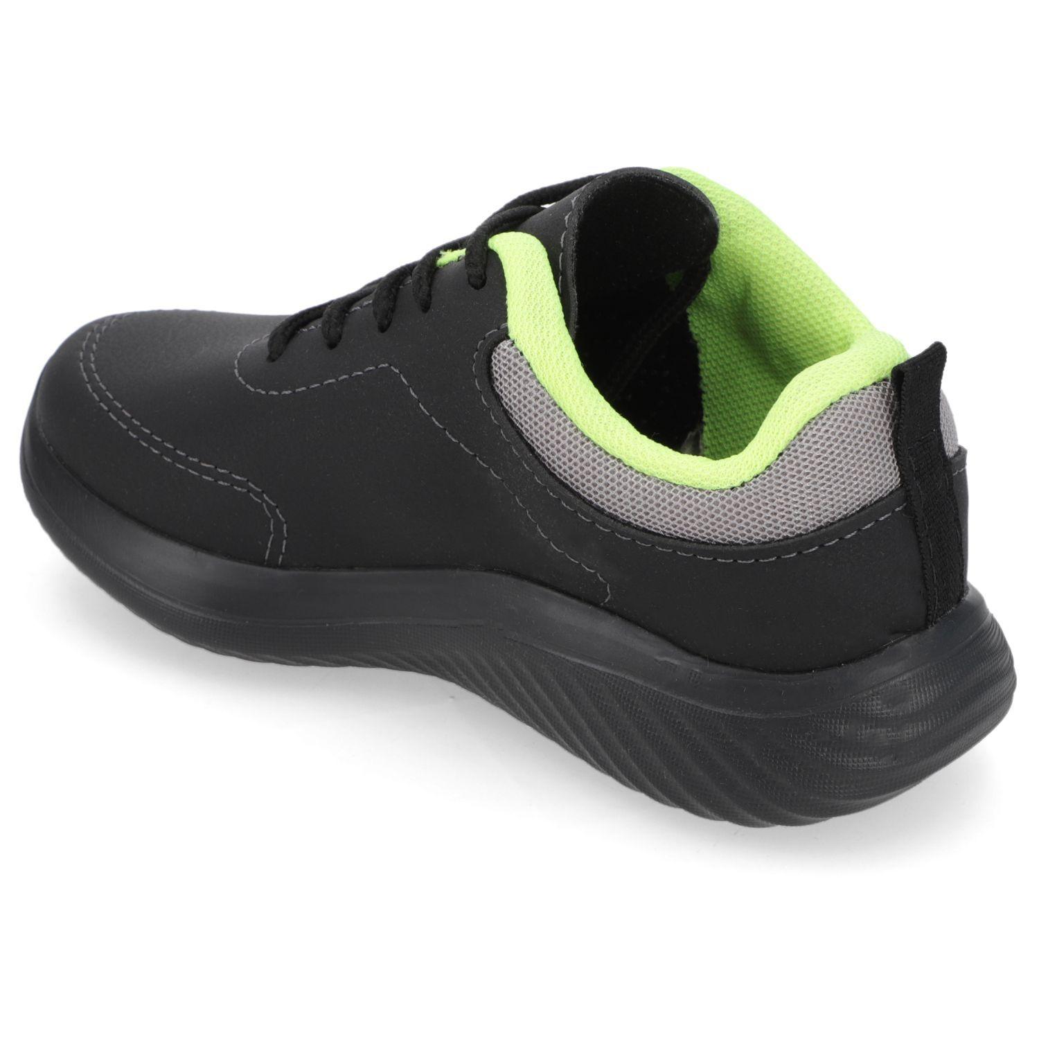 Zapatilla Deportiva Niño Negra con Detalles Verde Neón-4