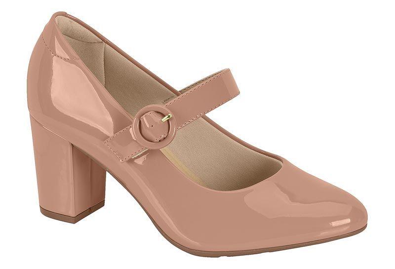 Zapato Mujer Taco Cuadrado Charol Nude 7377-106- Modare-0
