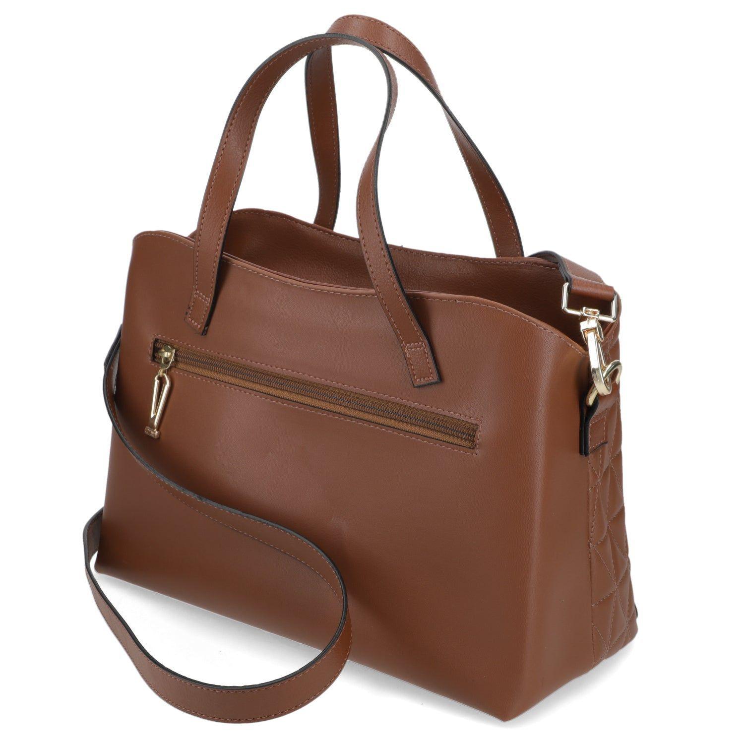 Cartera  Mujer Color Camel con Diseño Acolchado y Detalle de Cadena-2