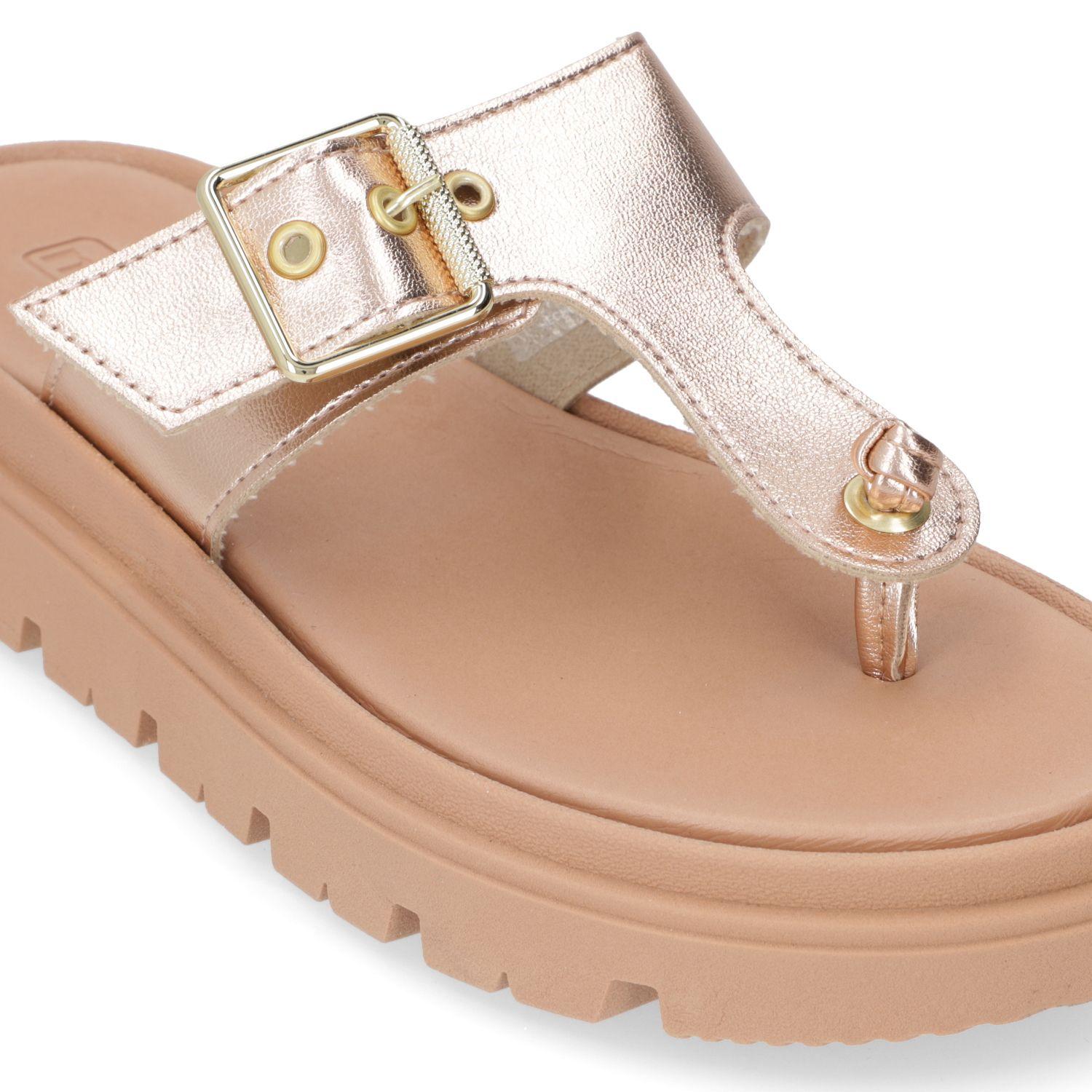 Sandalia Plana Moleca Oro Rosa15621-4