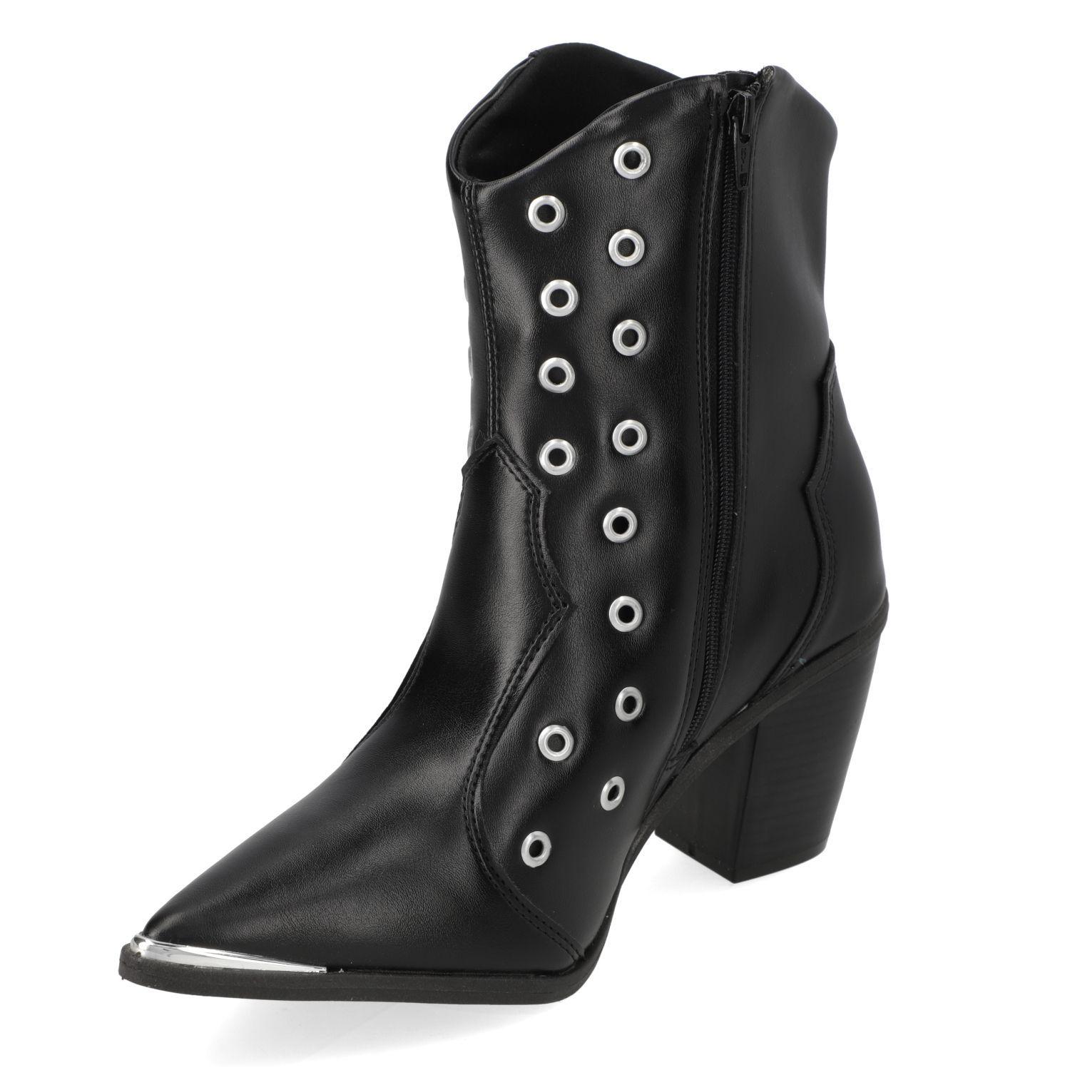 Botín Vizzano Texano Taco Ancho 7 cm Negro-2