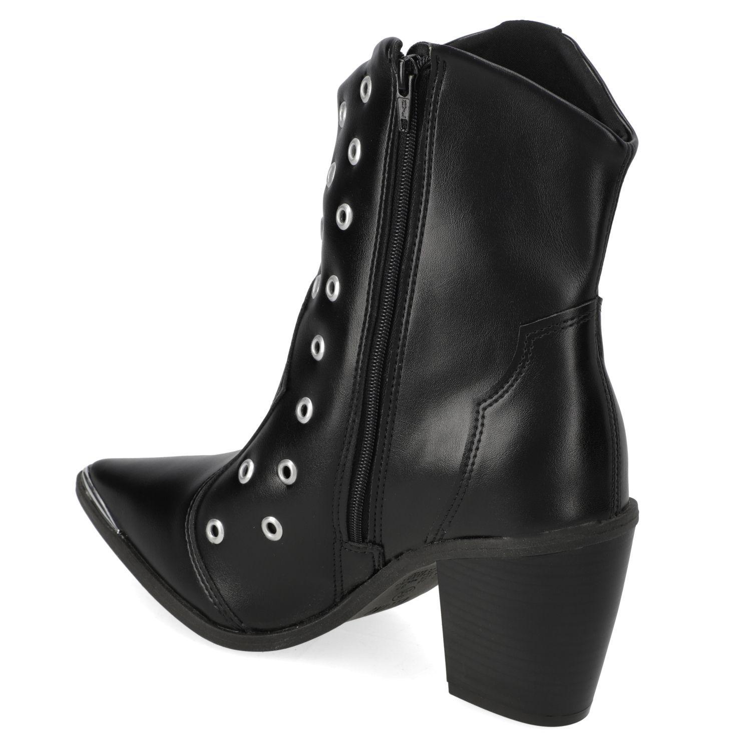 Botín Vizzano Texano Taco Ancho 7 cm Negro-3