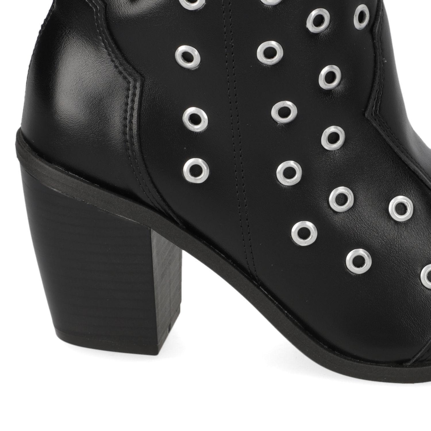 Botín Vizzano Texano Taco Ancho 7 cm Negro-5