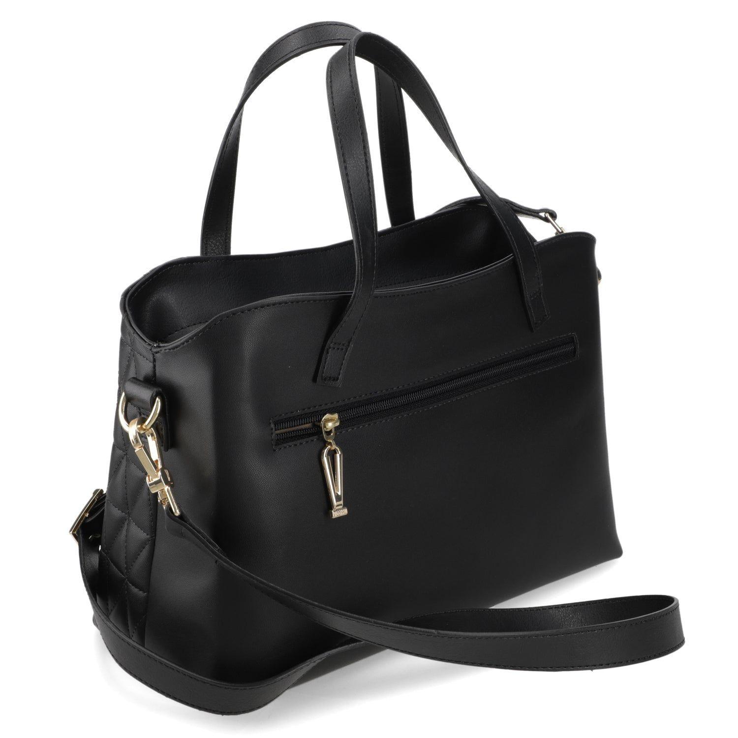 Cartera Mujer Negra con Diseño Acolchado y Detalle de Cadena-2