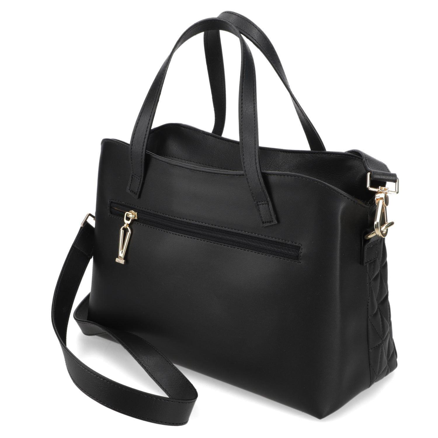 Cartera Mujer Negra con Diseño Acolchado y Detalle de Cadena-3