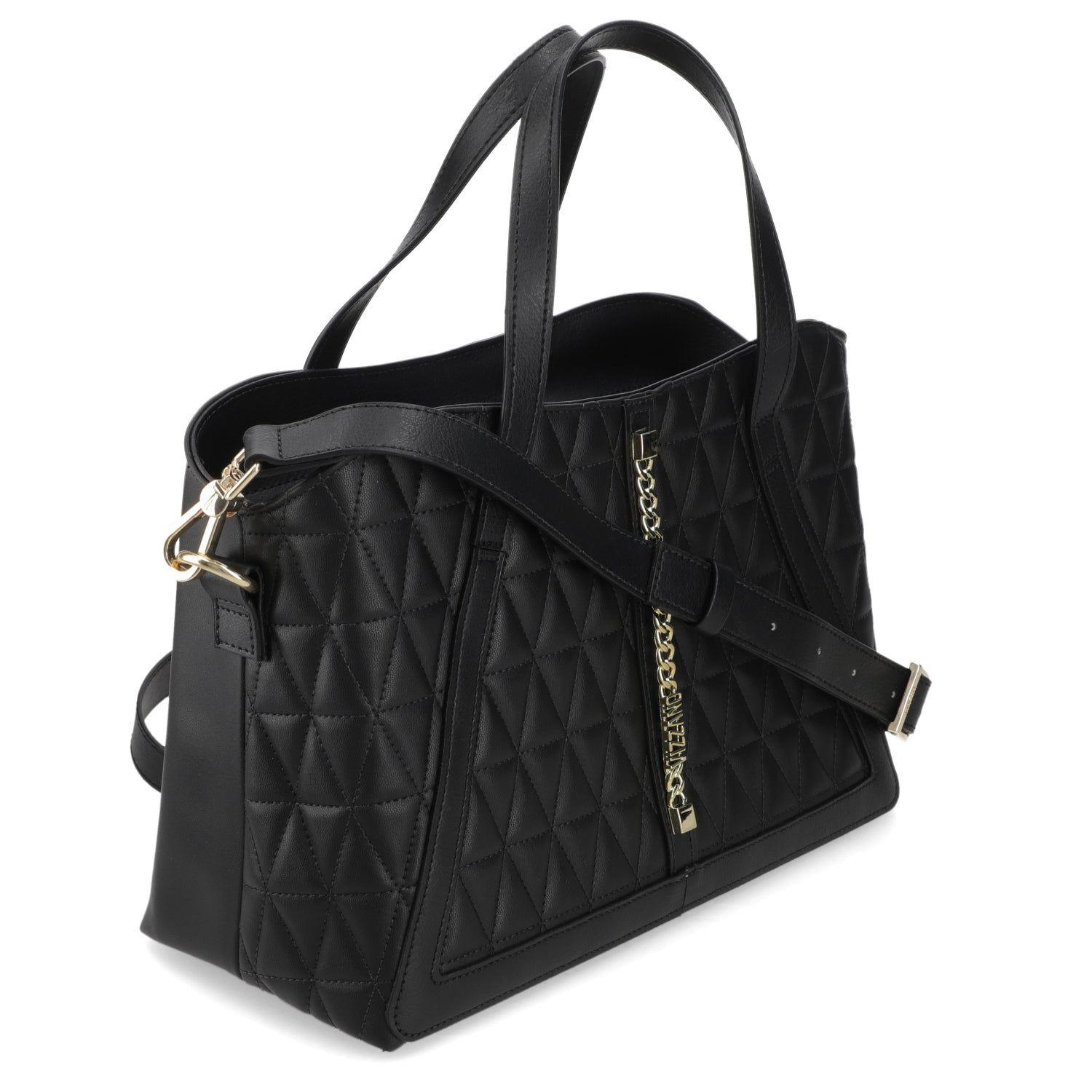 Cartera Mujer Negra con Diseño Acolchado y Detalle de Cadena-4