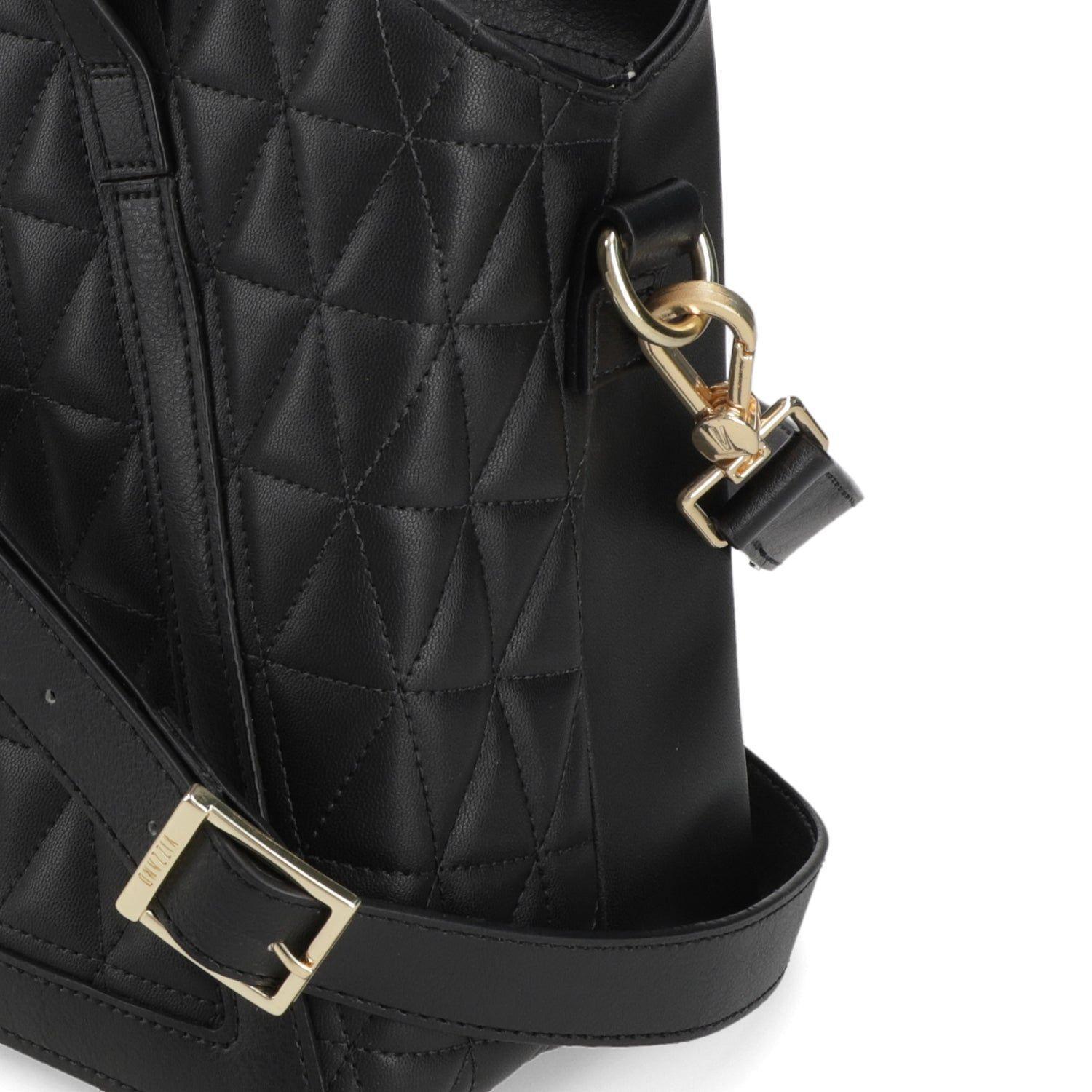 Cartera Mujer Negra con Diseño Acolchado y Detalle de Cadena-5