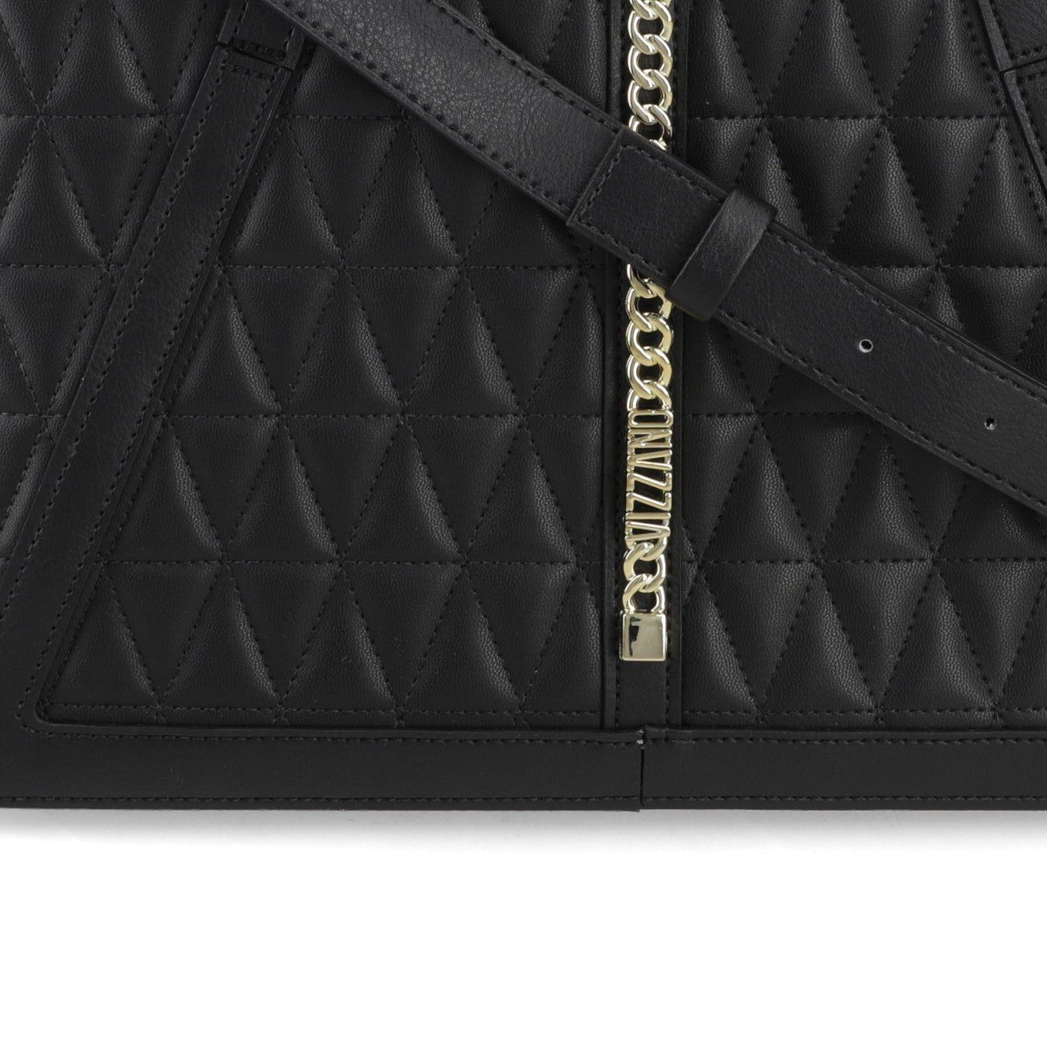 Cartera Mujer Negra con Diseño Acolchado y Detalle de Cadena-6