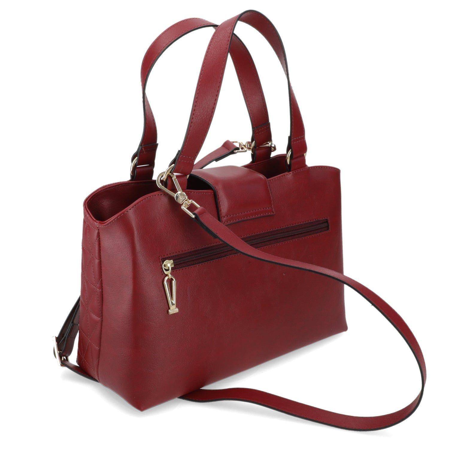 Cartera Tote Vizzano Burdeo con Diseño Matelassé y Correa Ajustable-2