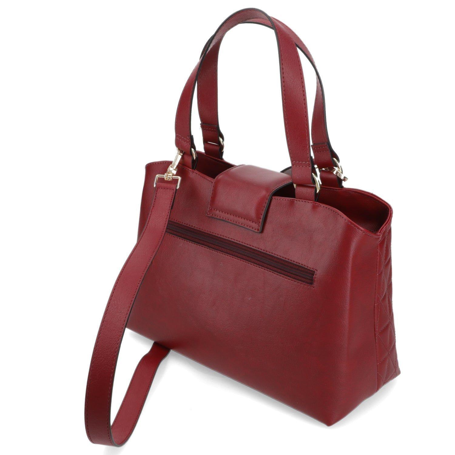 Cartera Tote Vizzano Burdeo con Diseño Matelassé y Correa Ajustable-3