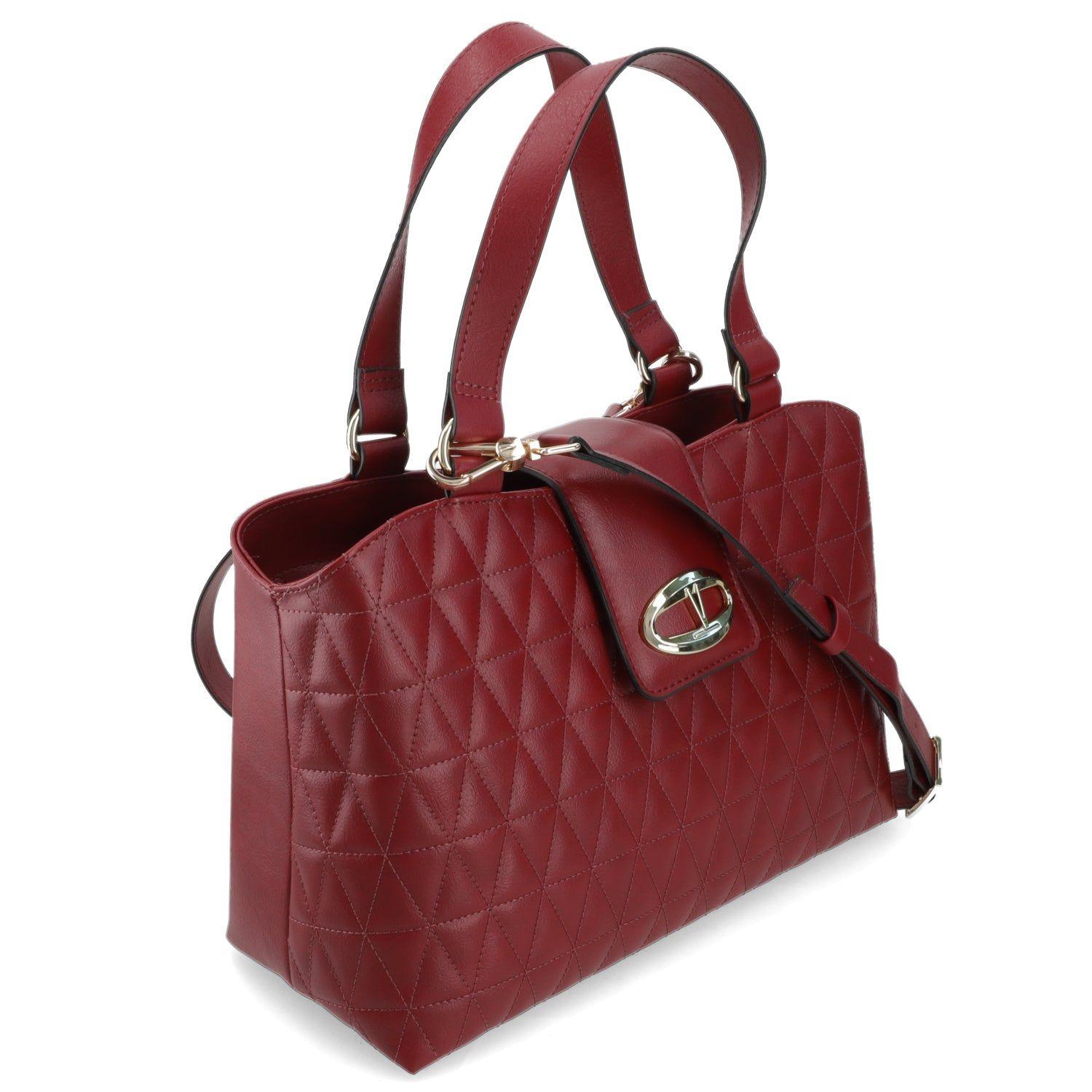 Cartera Tote Vizzano Burdeo con Diseño Matelassé y Correa Ajustable-4