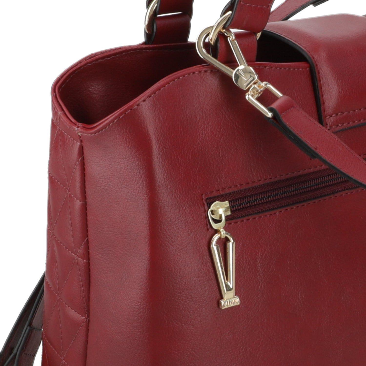 Cartera Tote Vizzano Burdeo con Diseño Matelassé y Correa Ajustable-6