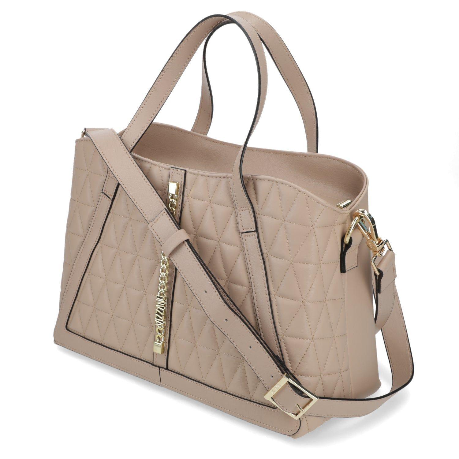 Cartera Mujer Beige con Diseño Acolchado y Detalle de Cadena-1