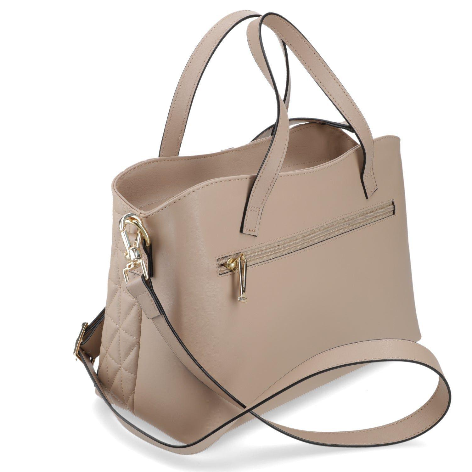 Cartera Mujer Beige con Diseño Acolchado y Detalle de Cadena-2