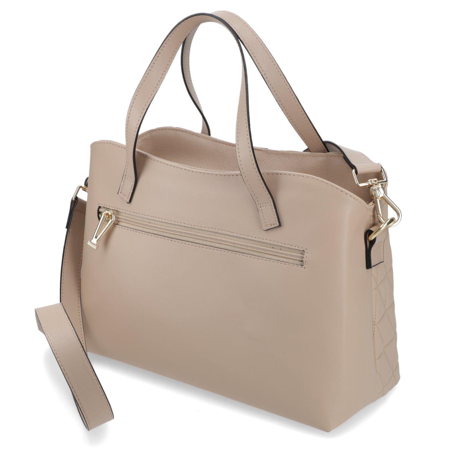 Cartera Mujer Beige con Diseño Acolchado y Detalle de Cadena-3