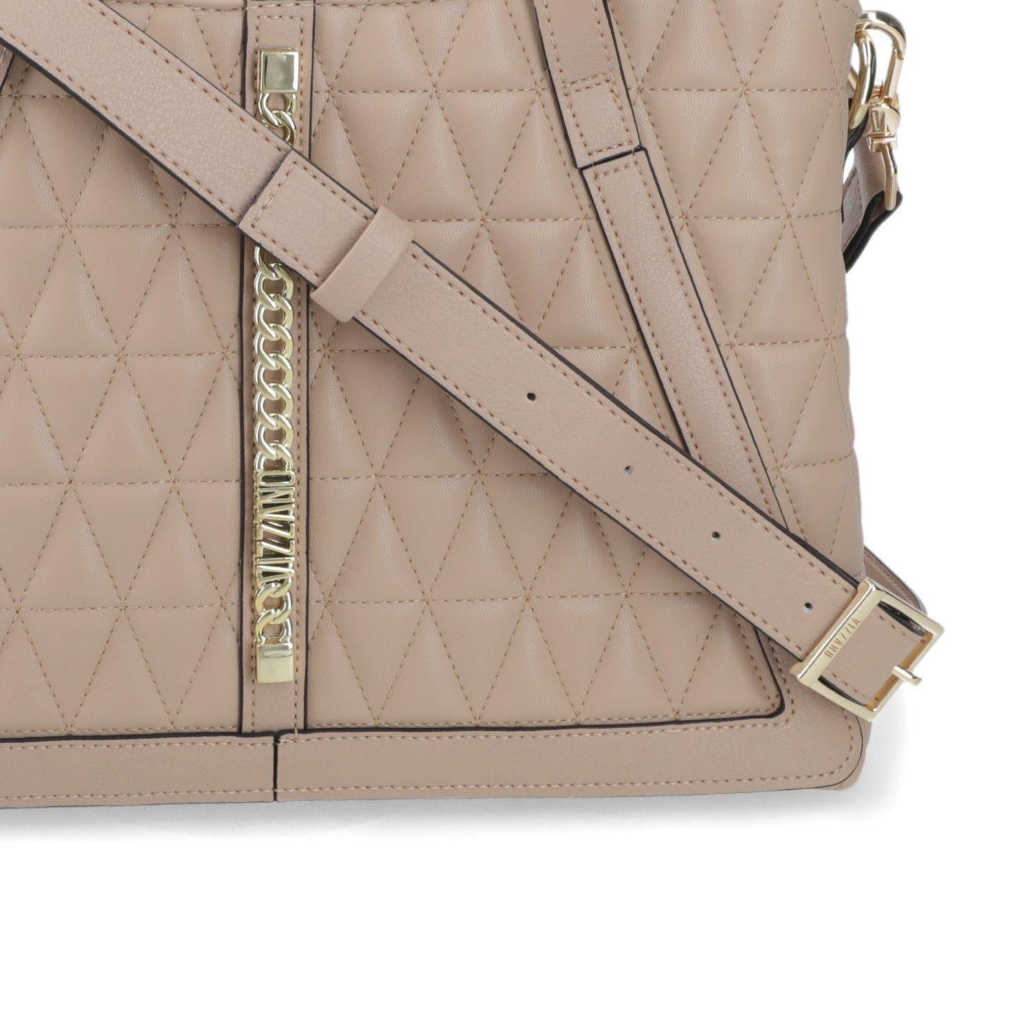 Cartera Mujer Beige con Diseño Acolchado y Detalle de Cadena-5