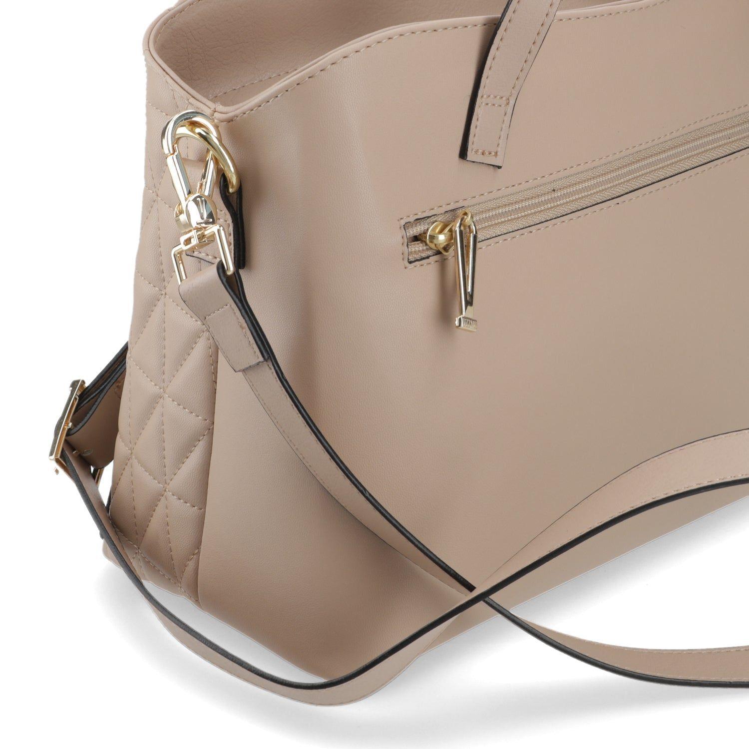 Cartera Mujer Beige con Diseño Acolchado y Detalle de Cadena-6