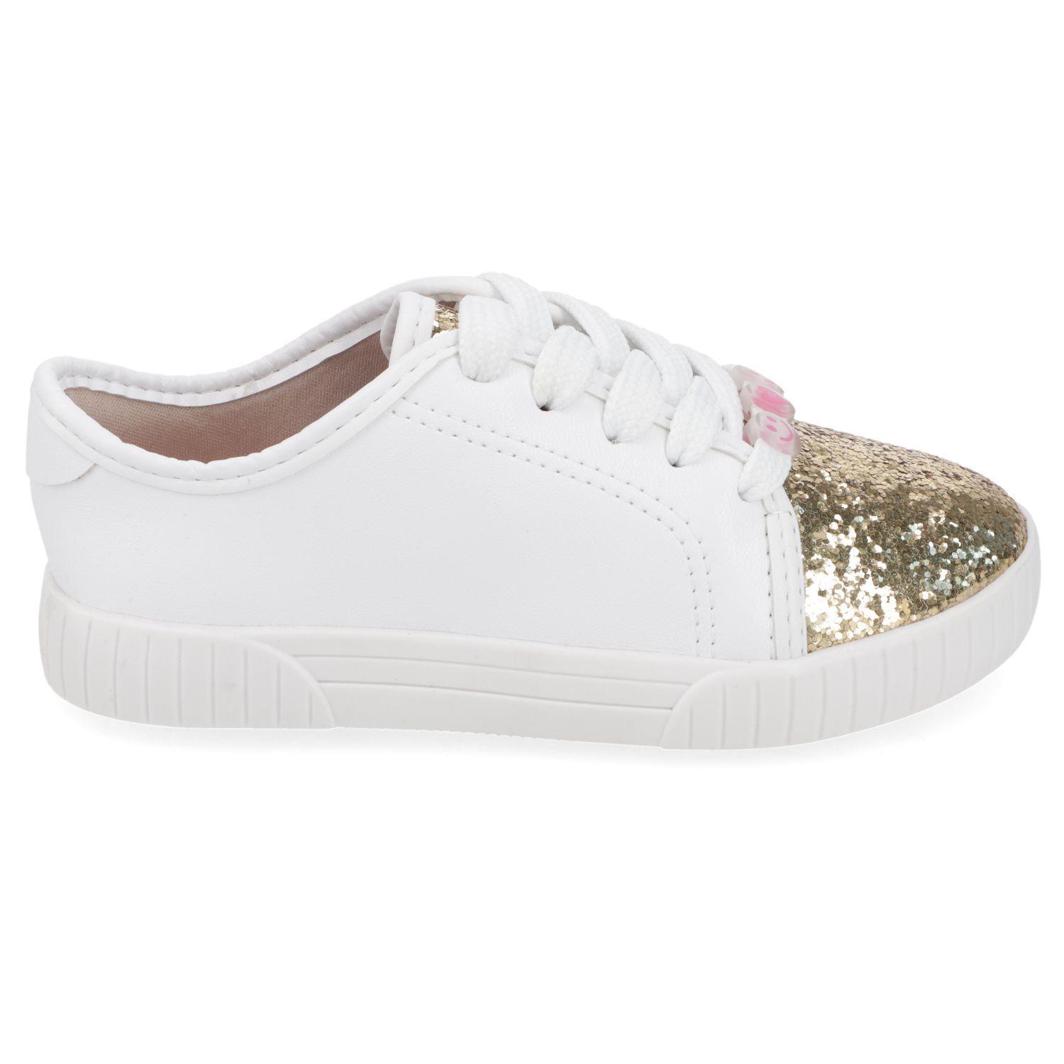 Zapatilla Niña Blanca con Punta Dorada de Glitter Molekinha-1