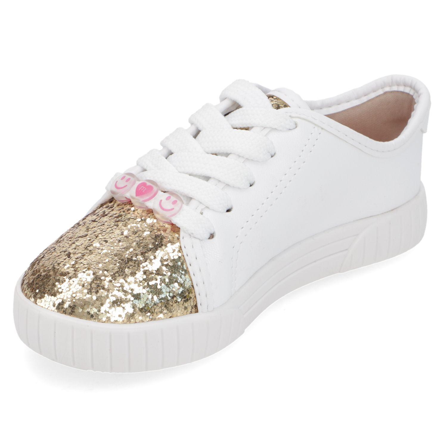Zapatilla Niña Blanca con Punta Dorada de Glitter Molekinha-2