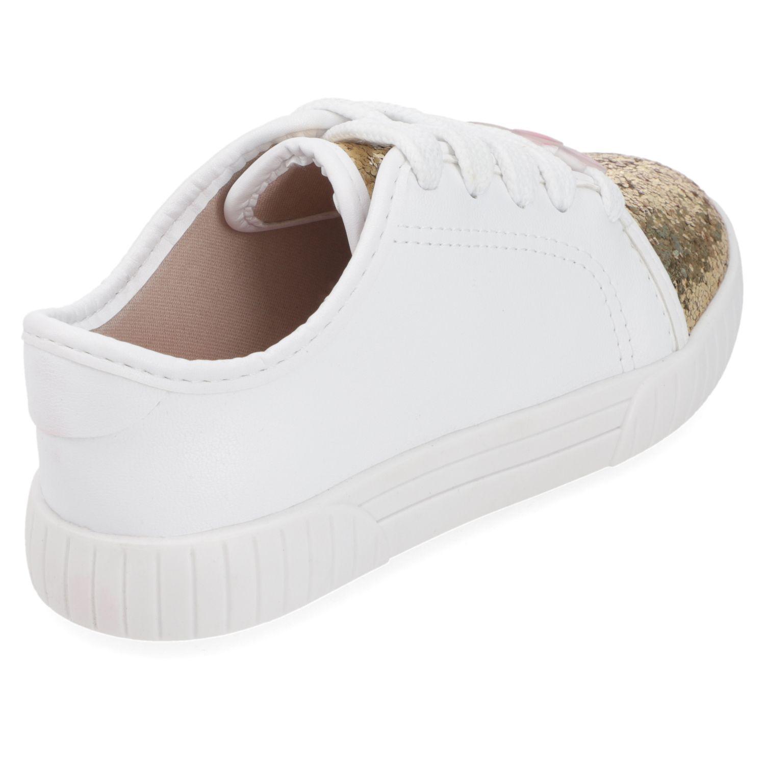 Zapatilla Niña Blanca con Punta Dorada de Glitter Molekinha-3