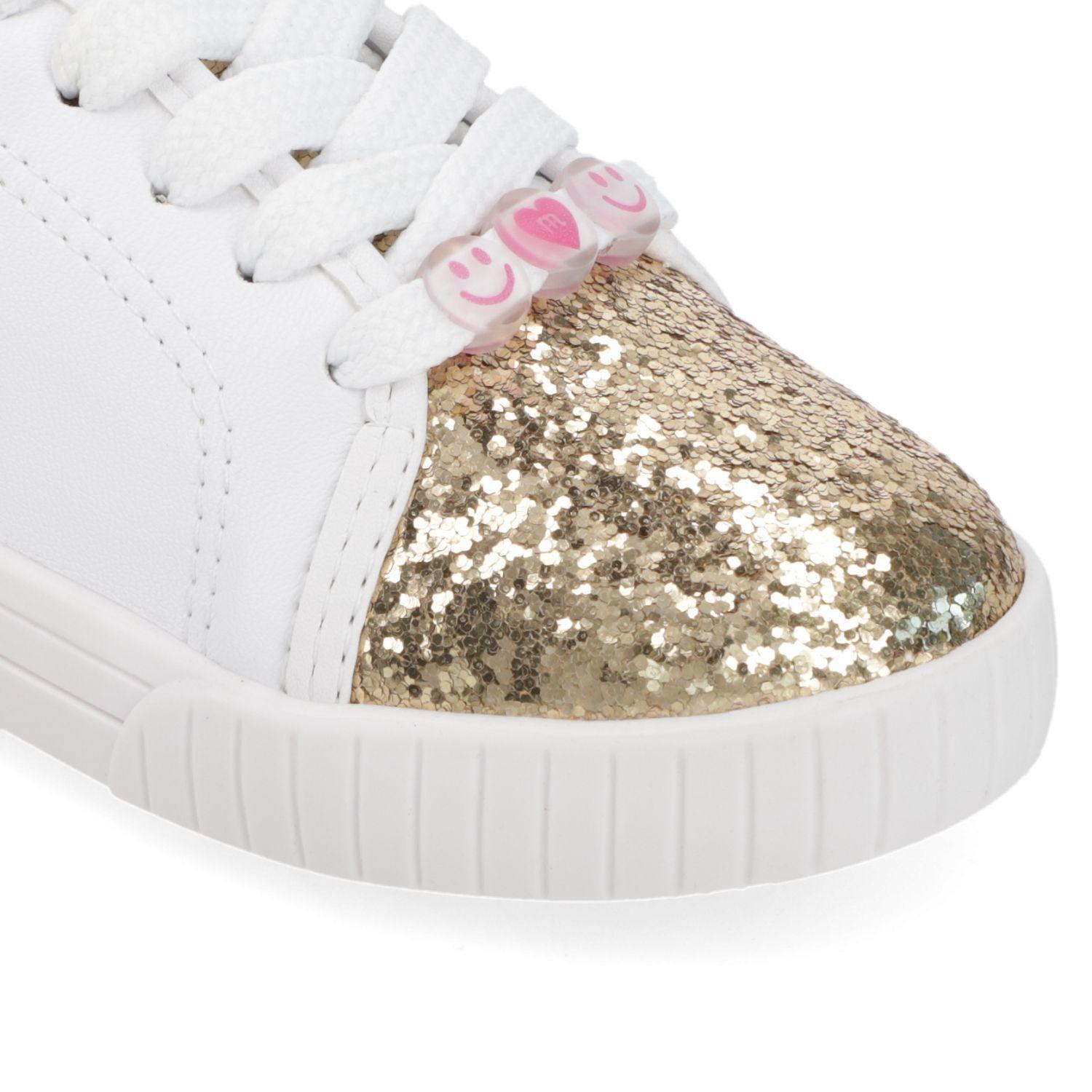 Zapatilla Niña Blanca con Punta Dorada de Glitter Molekinha-4