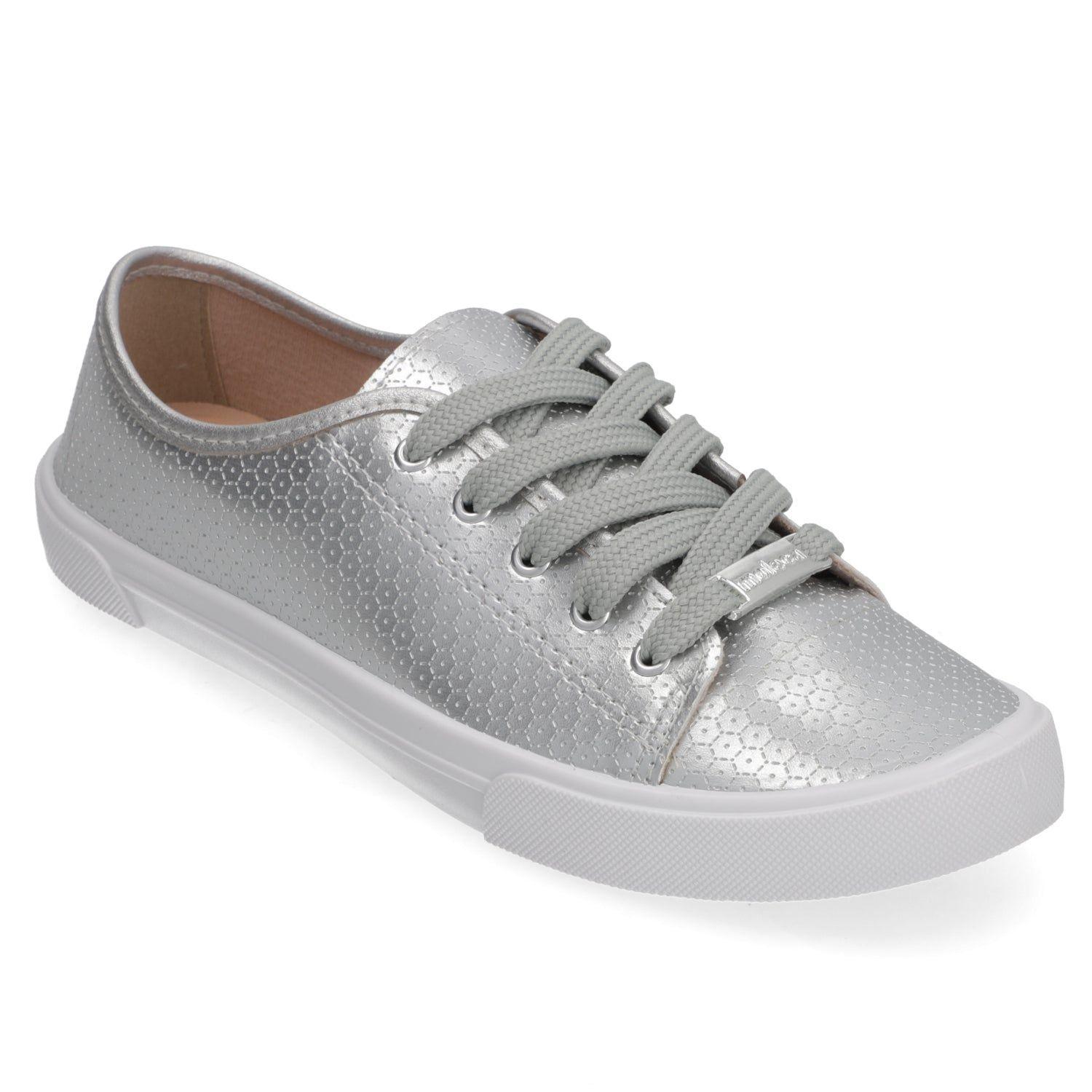 Zapatilla Mujer Moleca Casual Plateada Metalizada-0