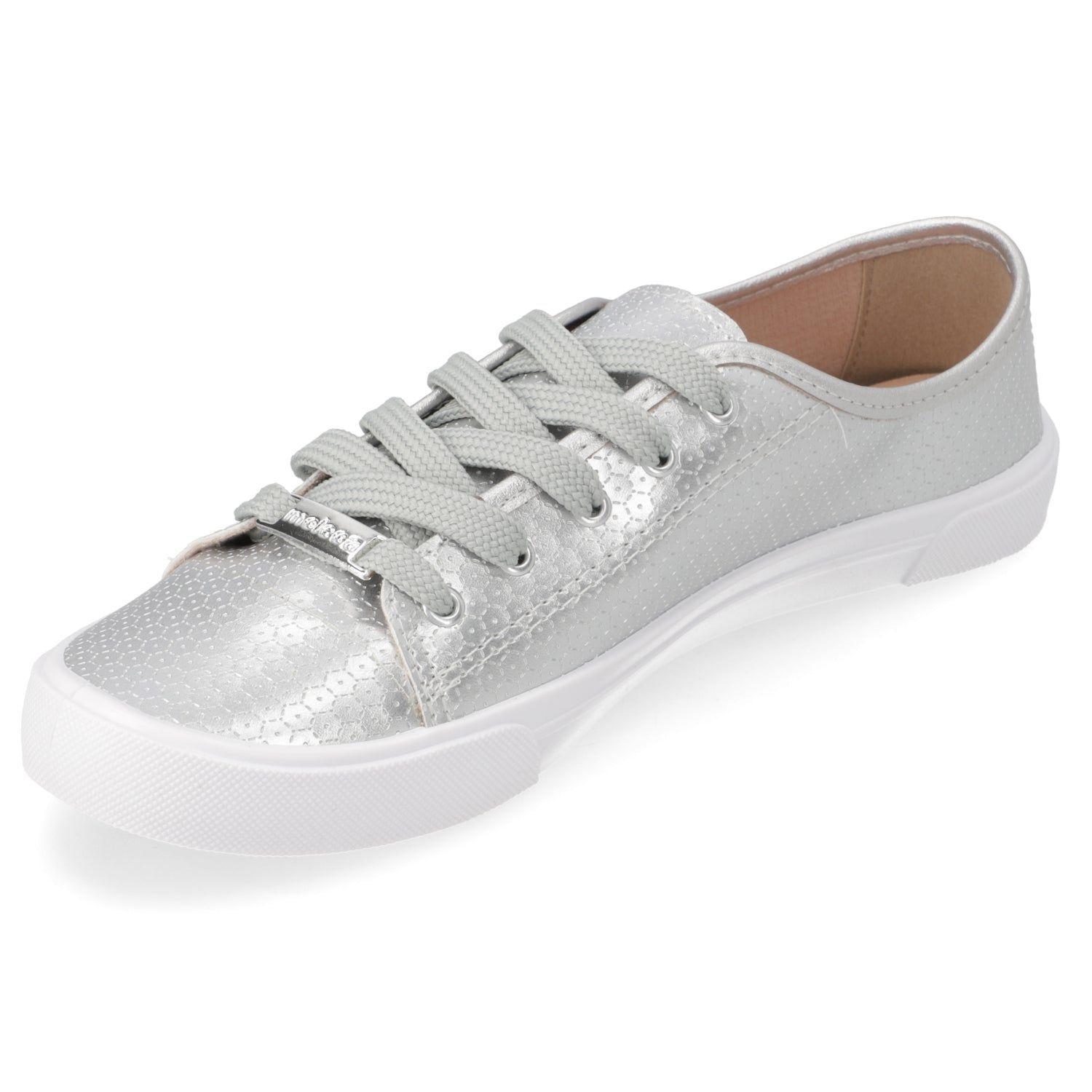 Zapatilla Mujer Moleca Casual Plateada Metalizada-2
