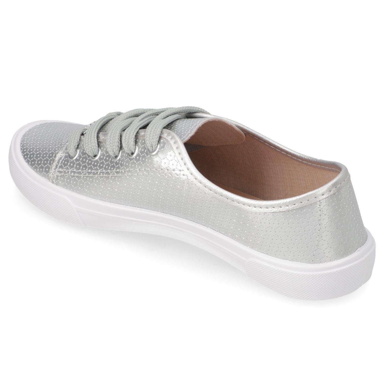 Zapatilla Mujer Moleca Casual Plateada Metalizada-3