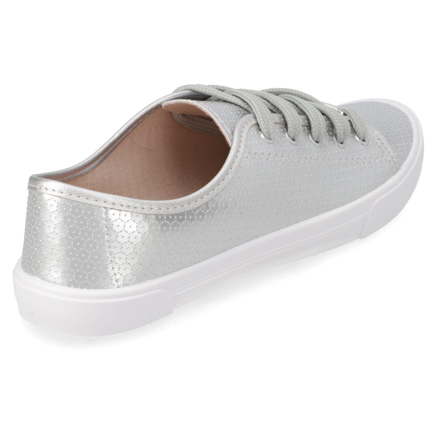 Zapatilla Mujer Moleca Casual Plateada Metalizada-4
