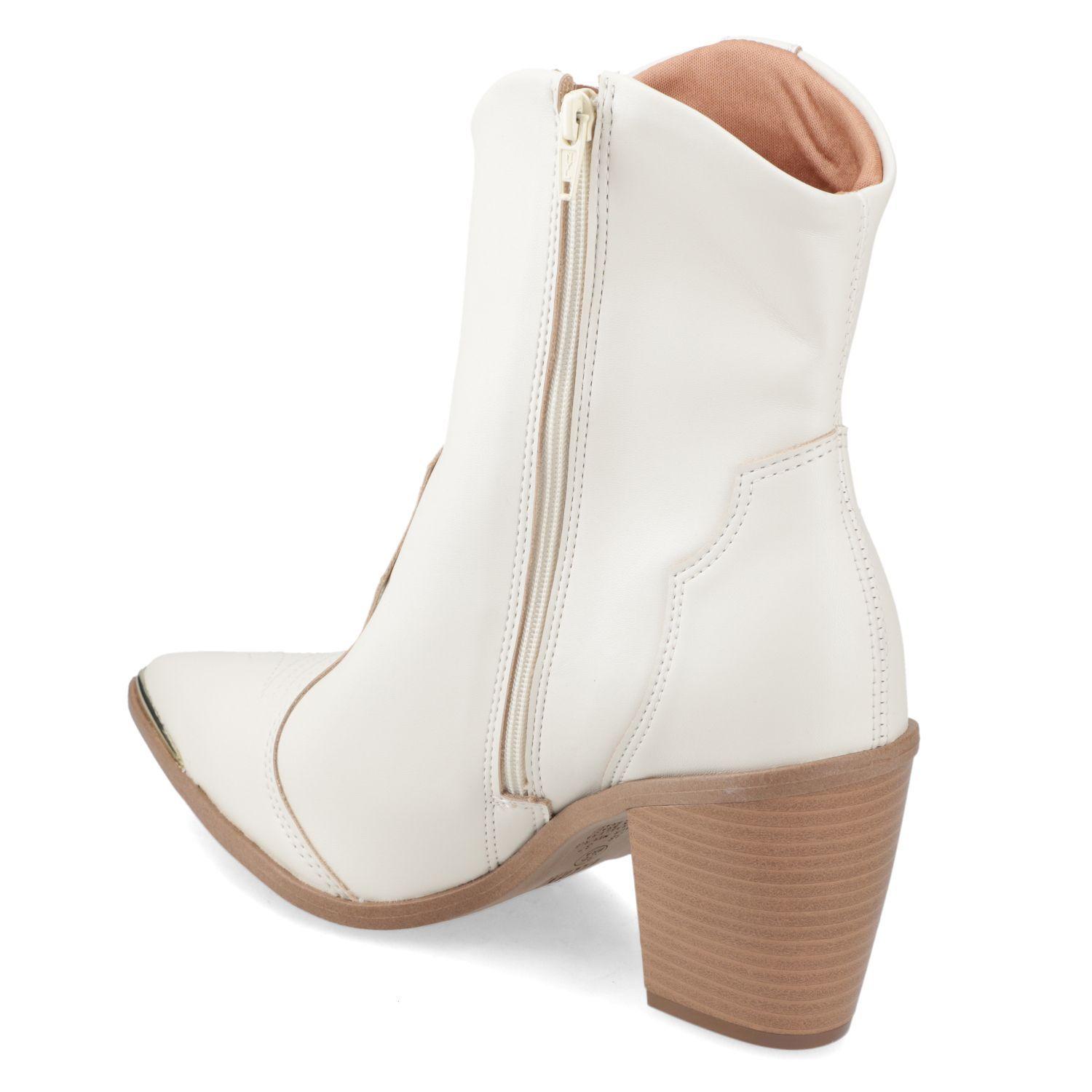 Botín Vizzano Texano Taco Ancho 7 cm Blanco-2