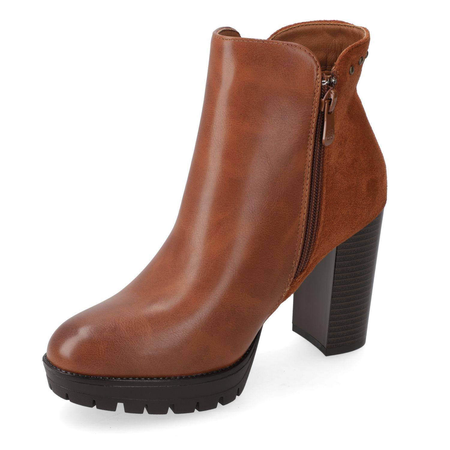 Botin Bombay Mujer New Walk Camel Taco 9,5 cm-2