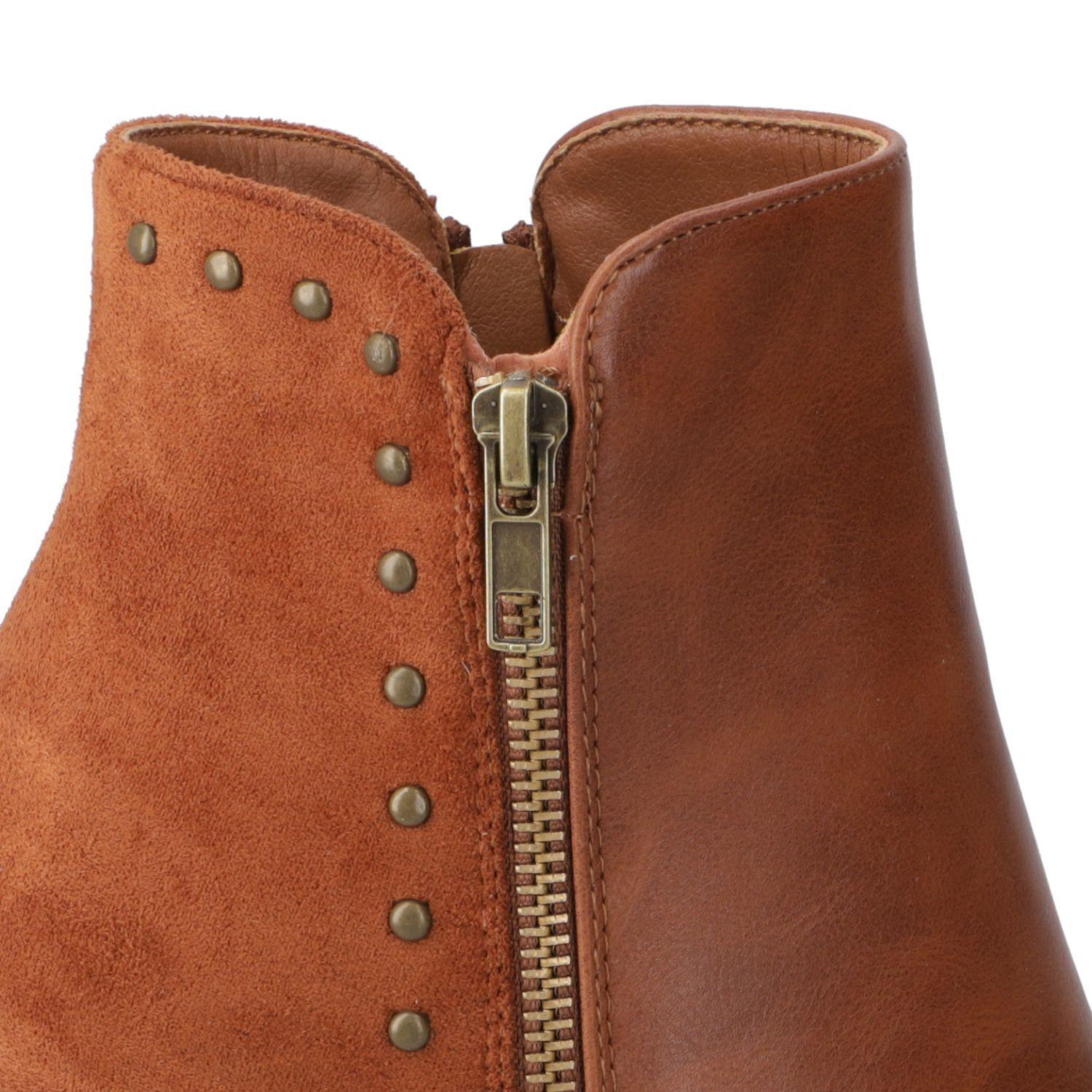 Botin Bombay Mujer New Walk Camel Taco 9,5 cm-4