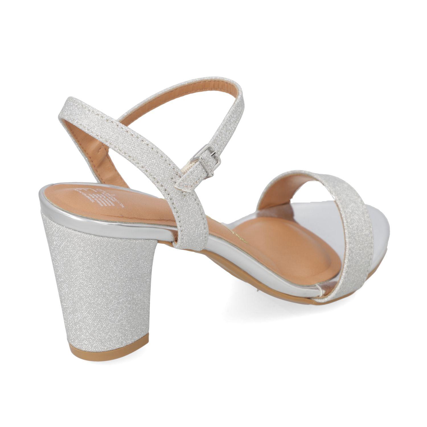 Sandalia Taco Vizzano Plateado Metalico 13724-3