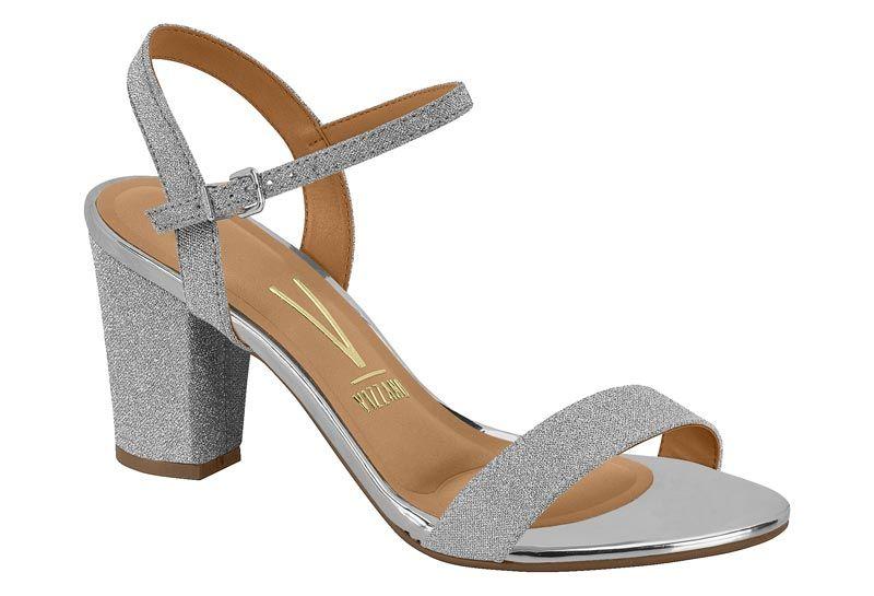 Sandalia Taco Vizzano Plateado Metalico 13724-5