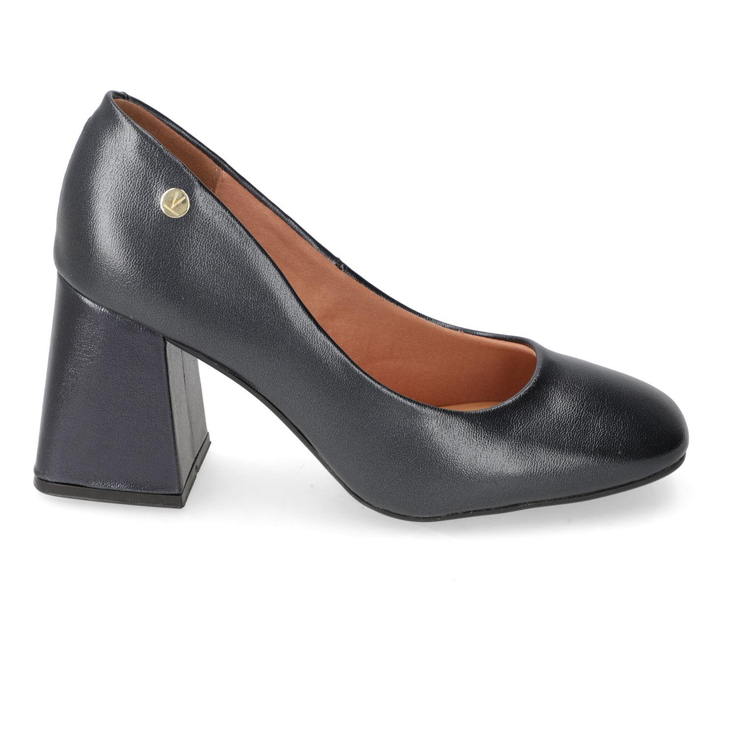 Zapato Taco Vizzano Negro Taco 10 Cm Efecto Cuero  Negro Metalizado Premium-0
