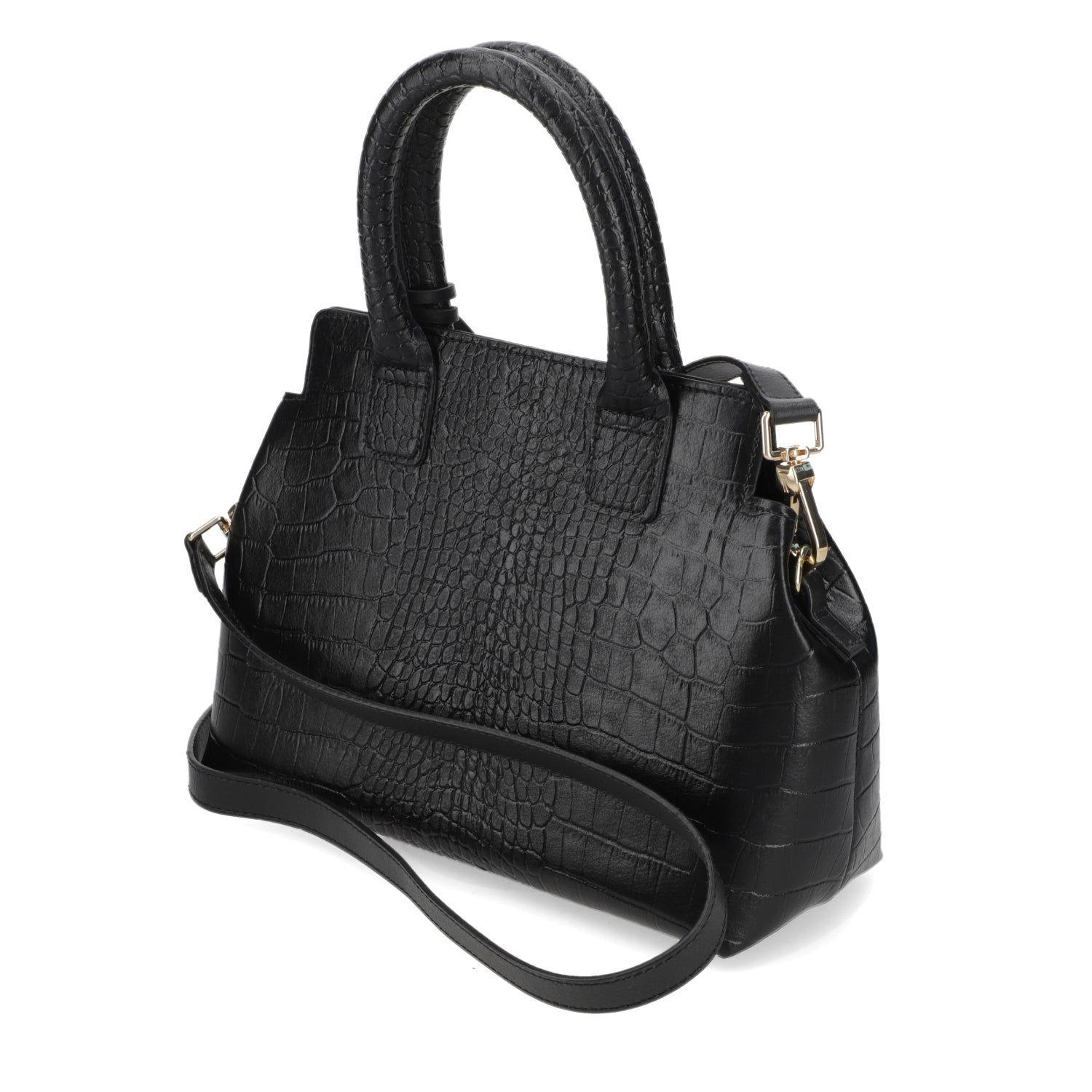 Cartera Tote Negra Vizzano con Textura Croco y Correa Ajustable-3