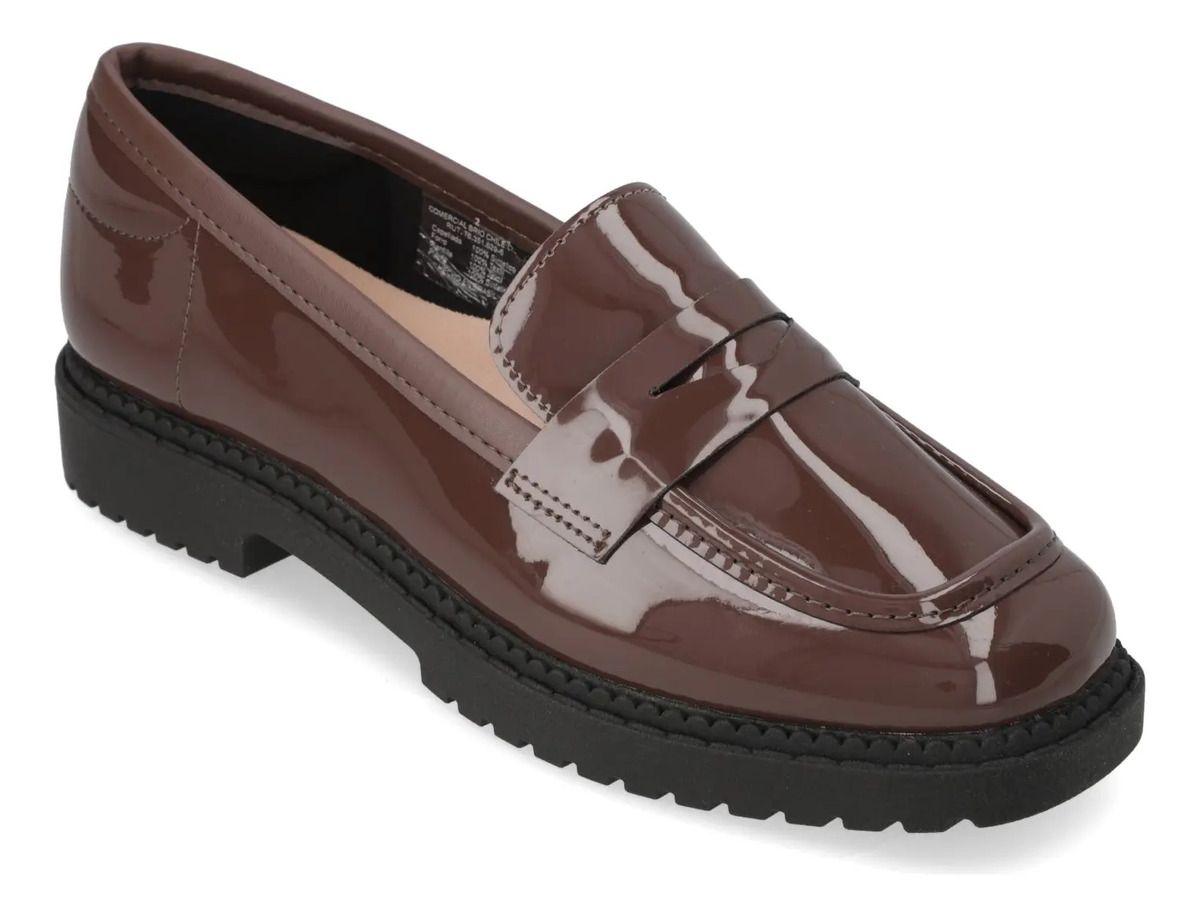 Mocasines Charol Chocolate Moleca-0
