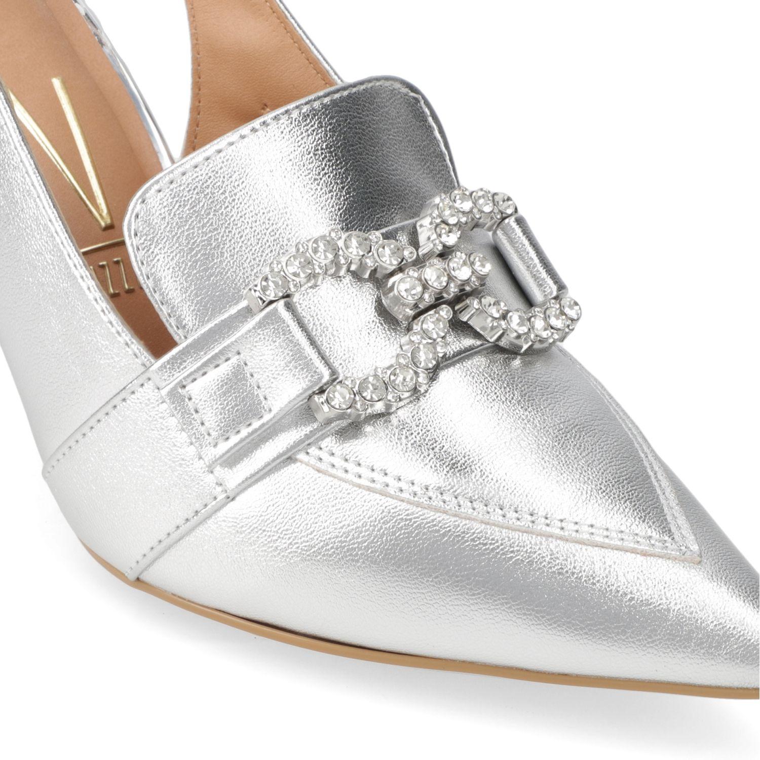 Stiletto Vizzano Plateado Metalico Taco 10 Cm Efecto Cuero  Plata Metalizado Premium-4