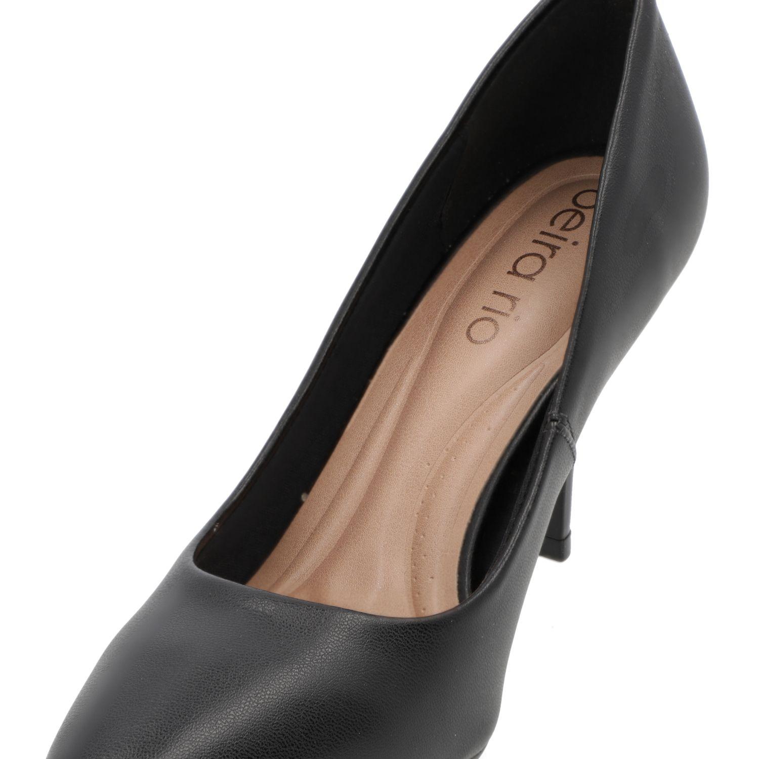 Stiletto Beira Rio Negro Taco 10 Cm Efecto Cuero  Negro Napa Turim-4