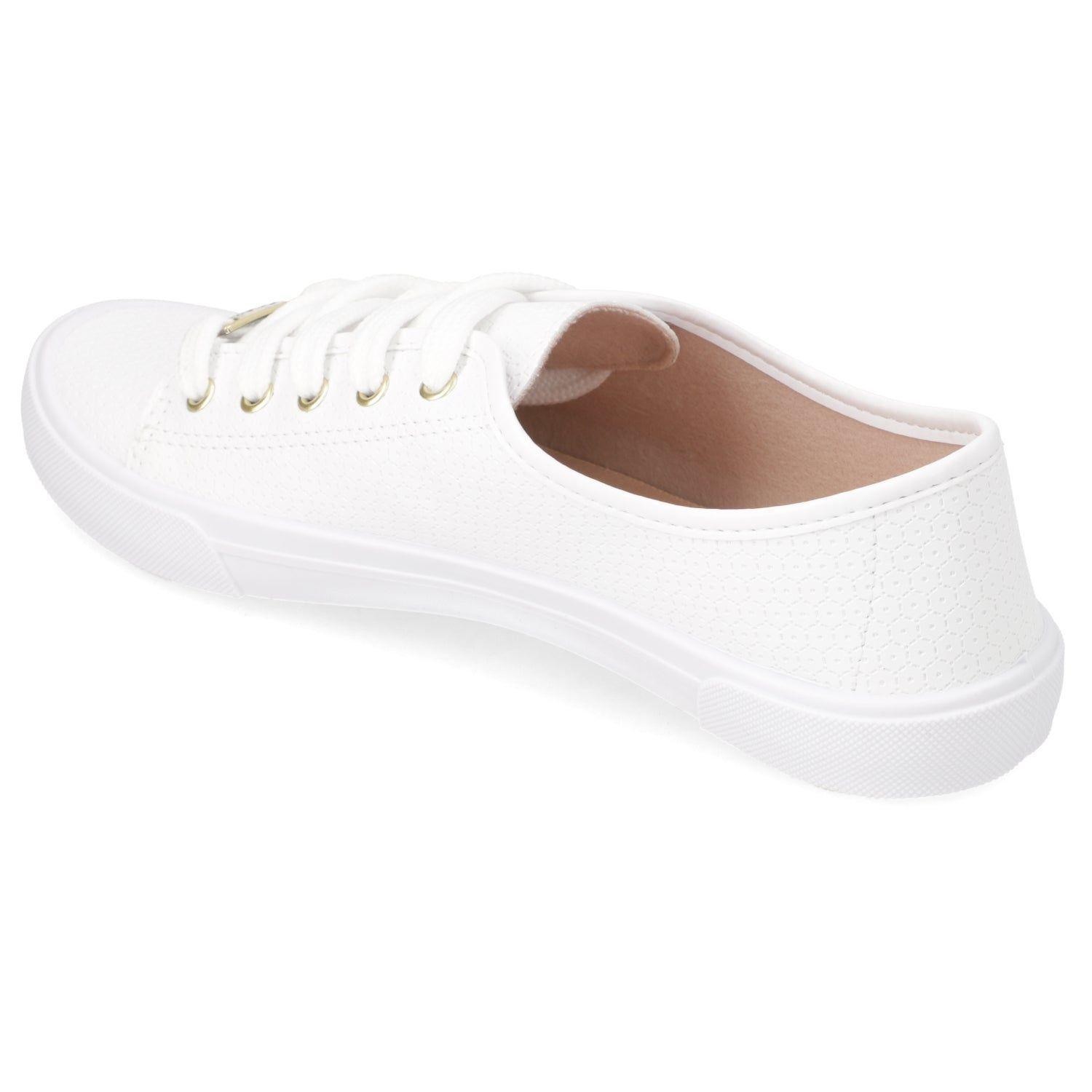 Zapatilla Mujer Moleca Casual Blanca con Detalles Dorados-3