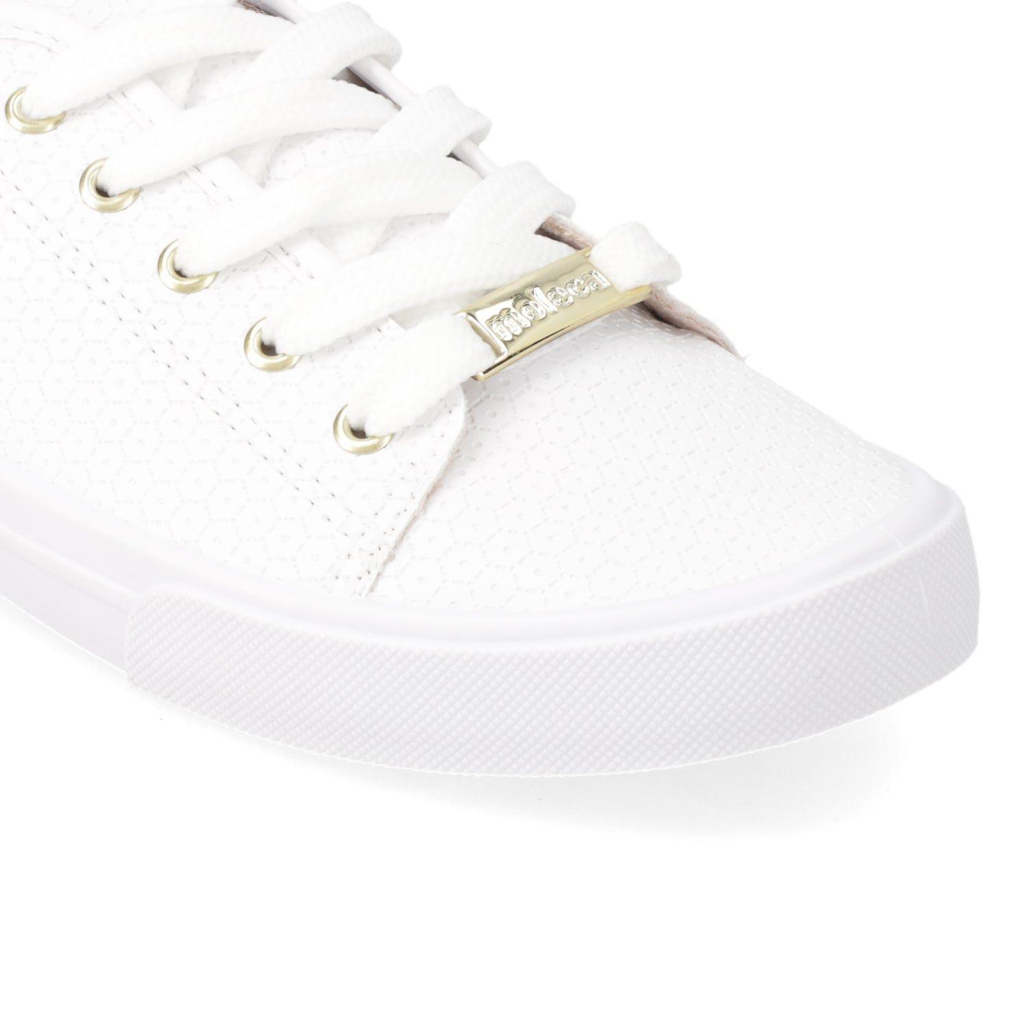 Zapatilla Mujer Moleca Casual Blanca con Detalles Dorados-5