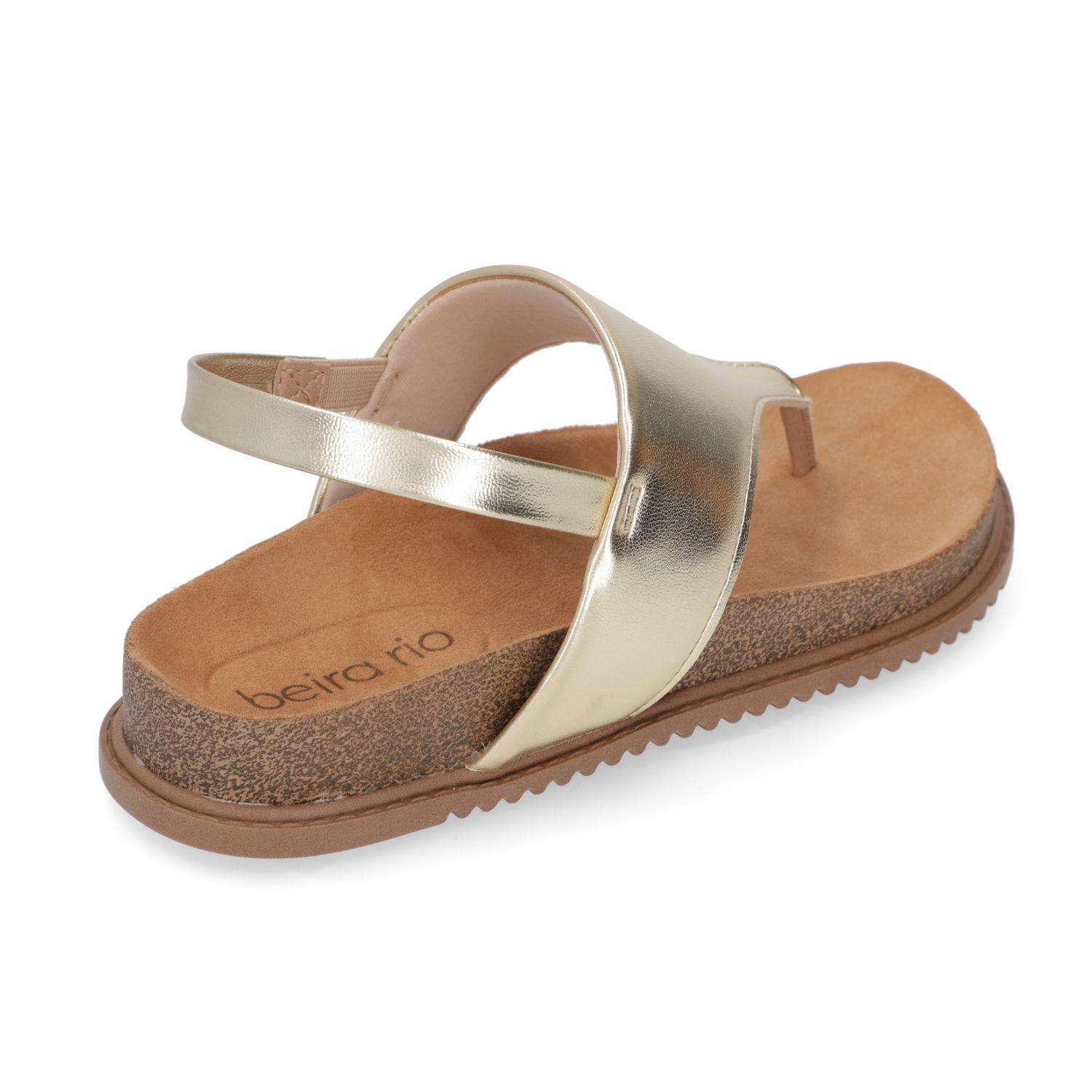 Sandalia Plana Beira Rio Dorado Metalico 14561-3