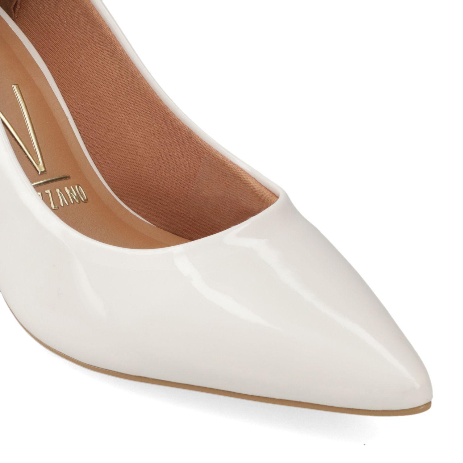 Zapato Mujer Taco Aguja Stiletto Charol Blanco  Vizzano-5