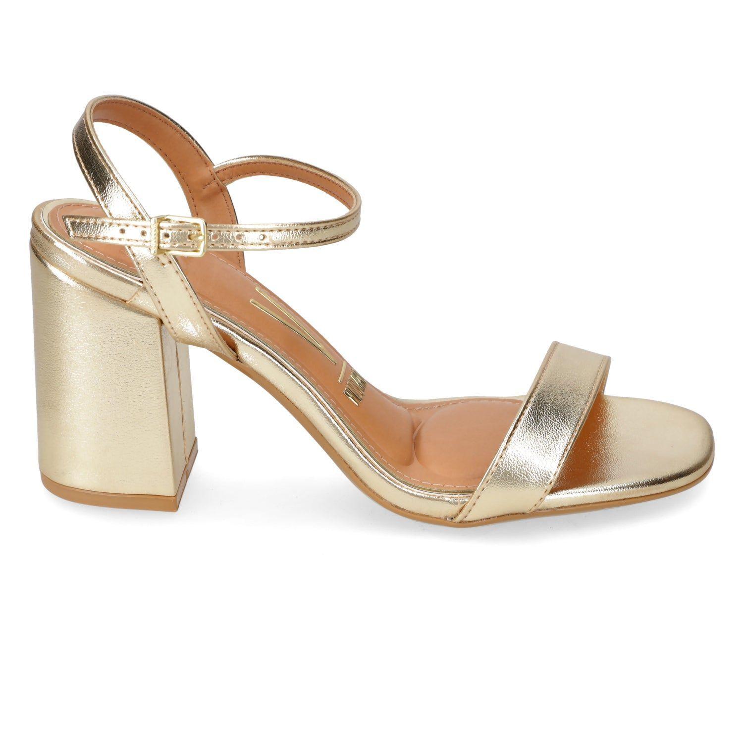 Sandalia Taco Cuadrado Eco Cuero Dorado Vizzano-1